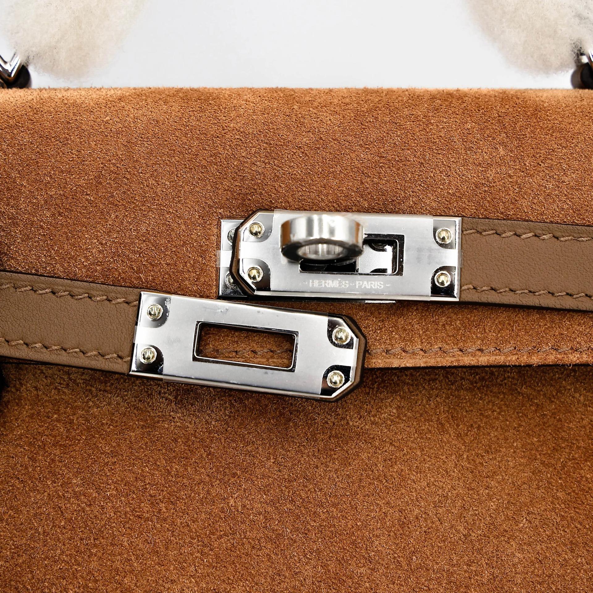 Unused ( Rank NS ) HERMÈS Limited Edition Mini Kelly II Teddy Alezan (3G) Swift Grizzly Palladium hardware W (2024) - 8
