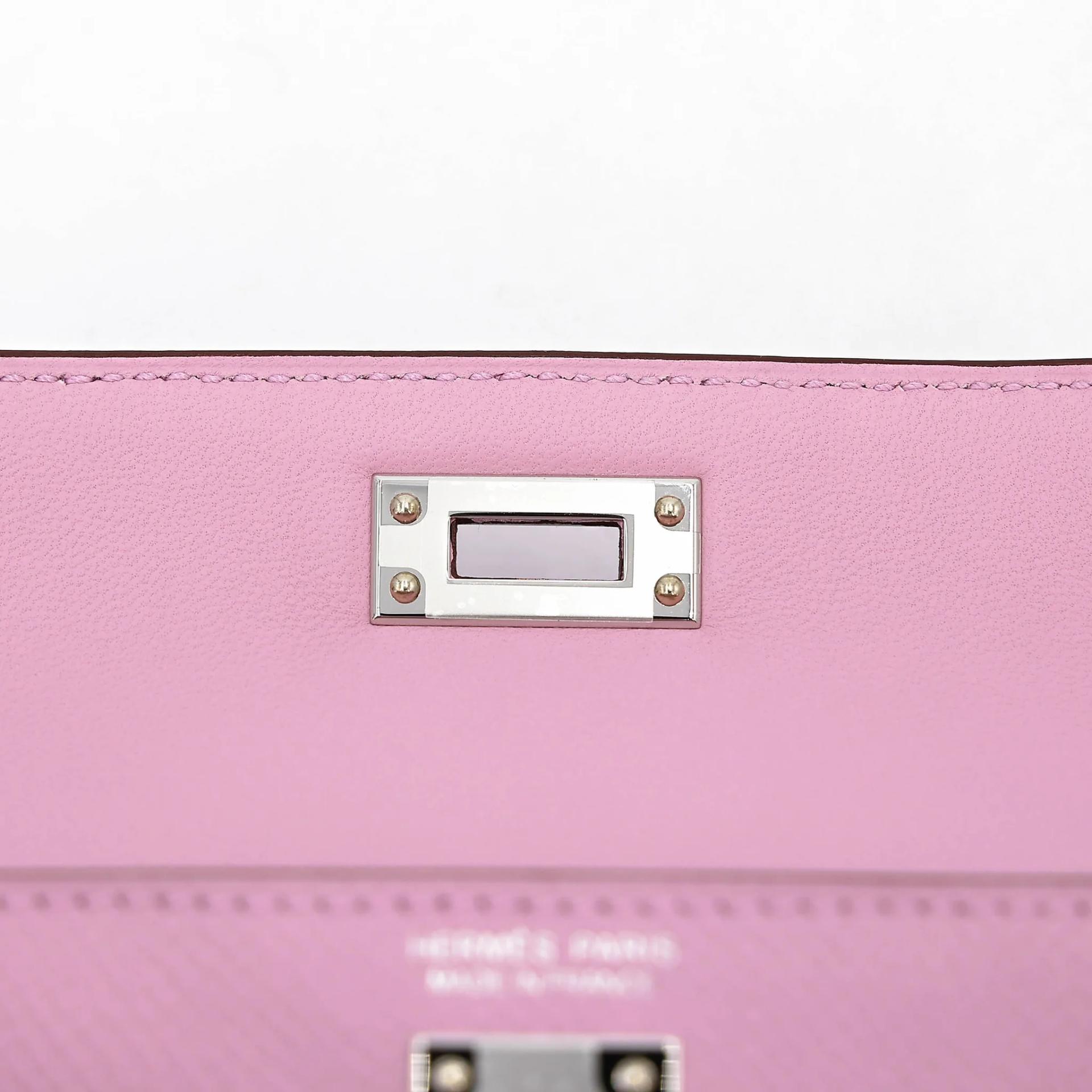 Brand New ( Rank N ) HERMÈS Mini Kelly II Mauve Sylvestre (X9) Epsom Palladium hardware G (2026) - 11