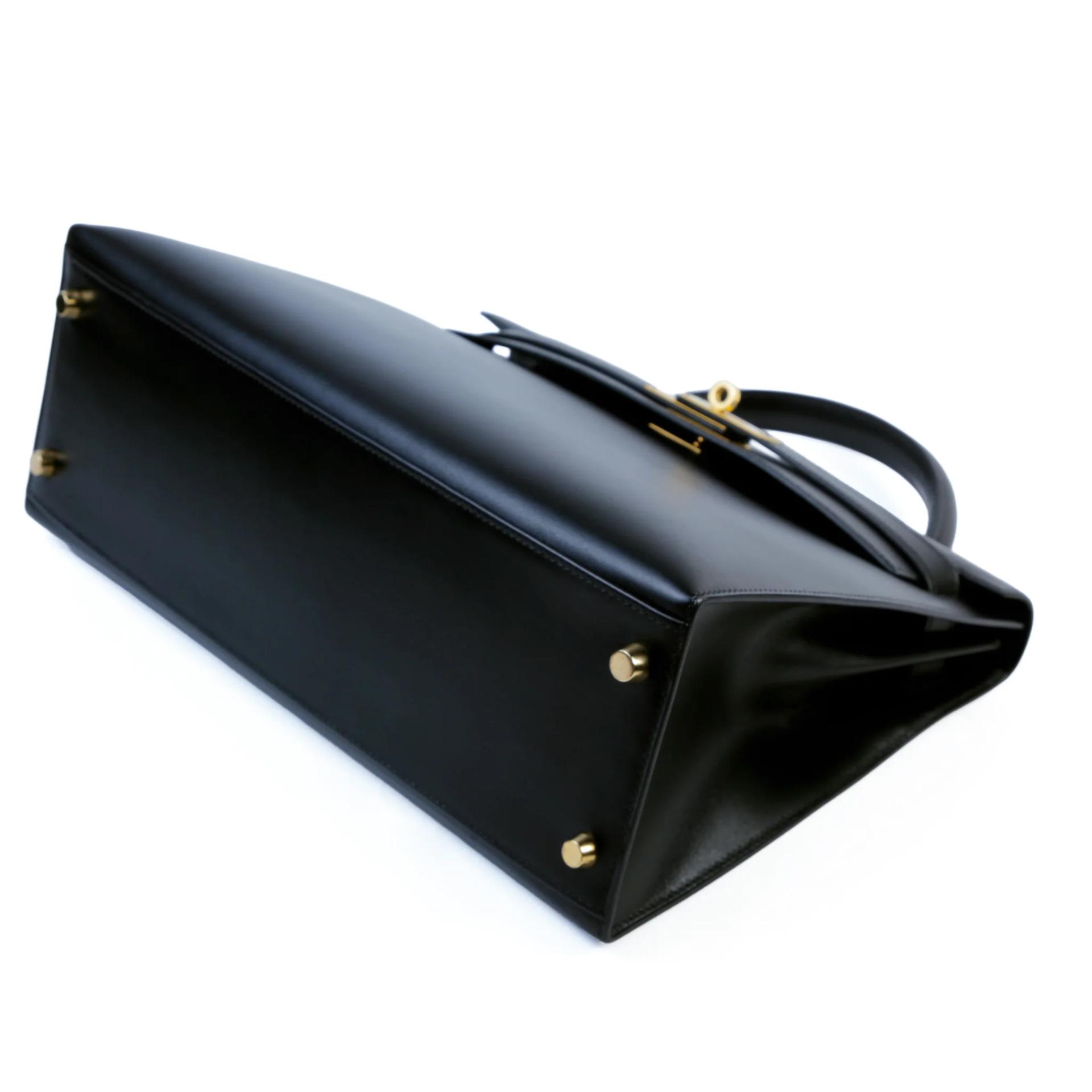 ランク A HERMÈS エルメス ケリー32 セリエ ブラック (89) ボックスカーフ ゴールド金具 □D刻印 (2000) - 5