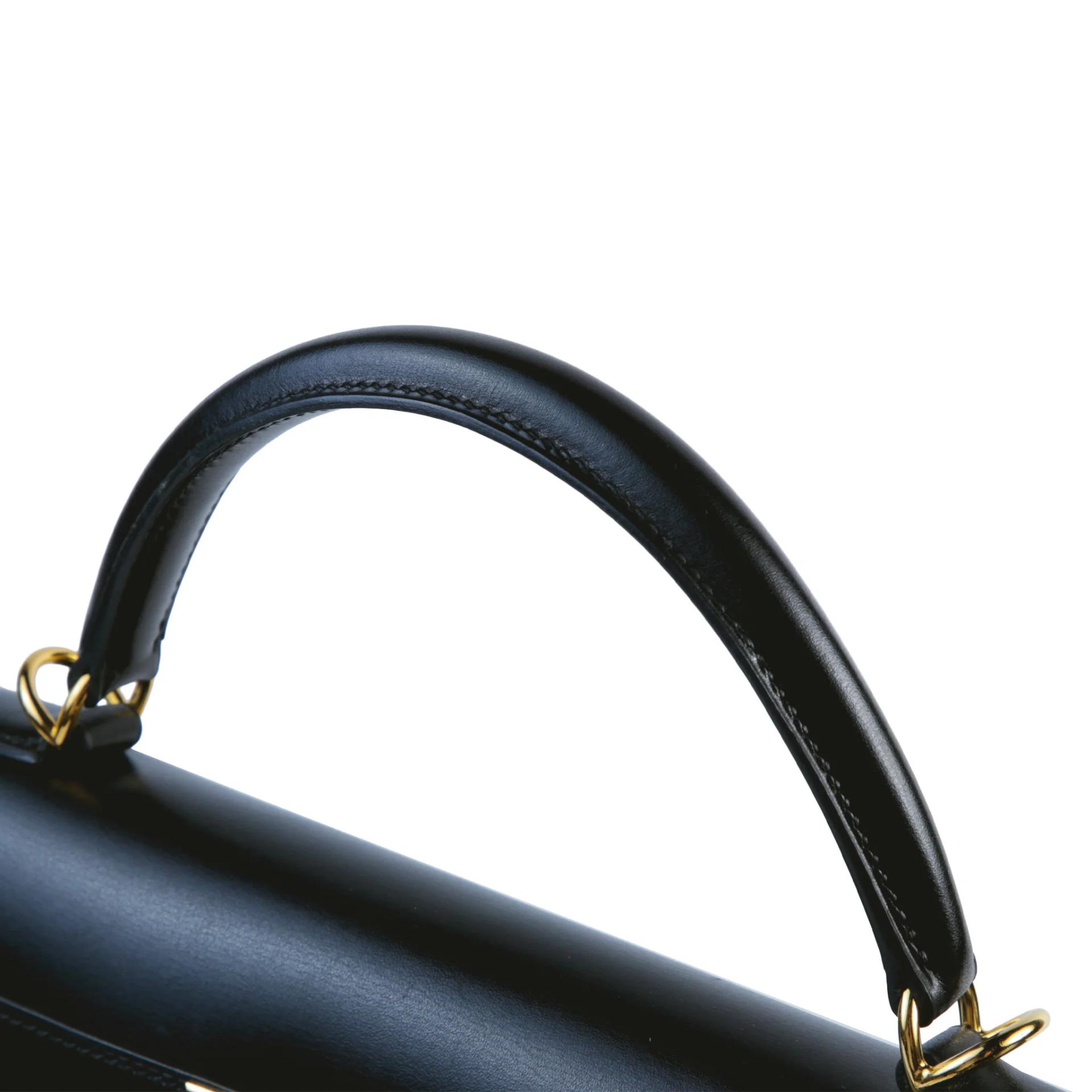 ランク A HERMÈS エルメス ケリー32 セリエ ブラック (89) ボックスカーフ ゴールド金具 □D刻印 (2000) - 3