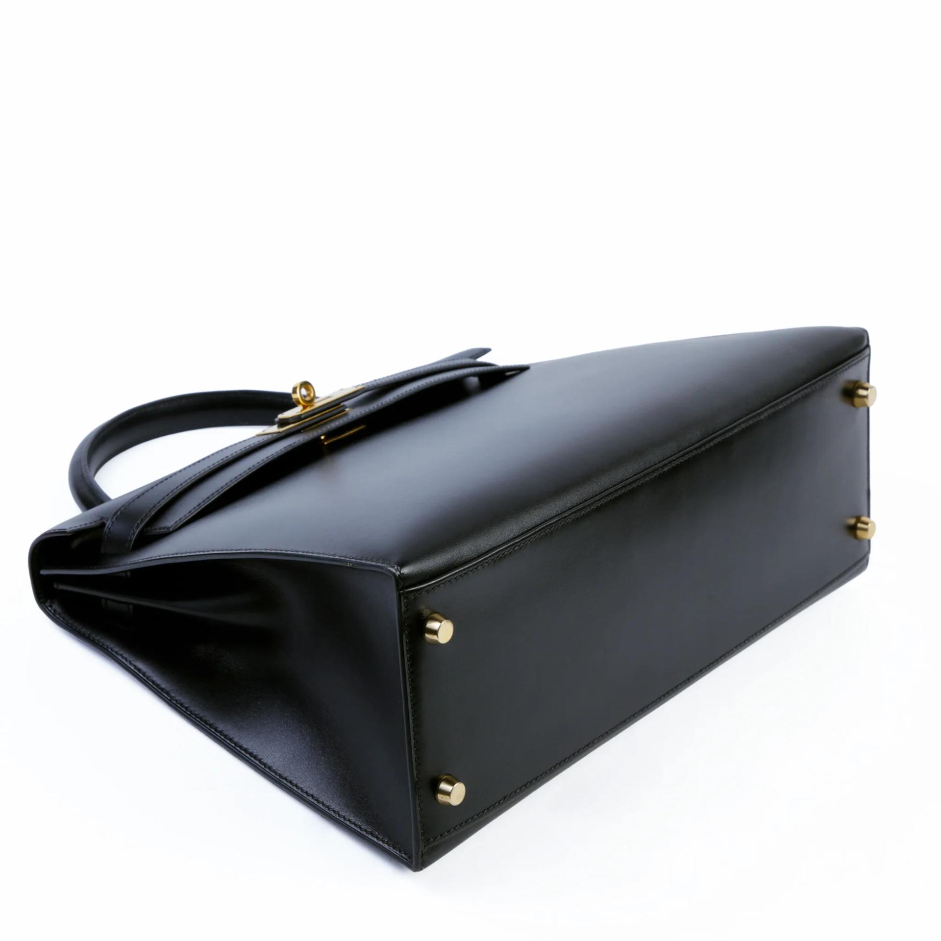 ランク A HERMÈS エルメス ケリー32 セリエ ブラック (89) ボックスカーフ ゴールド金具 □D刻印 (2000) - 4