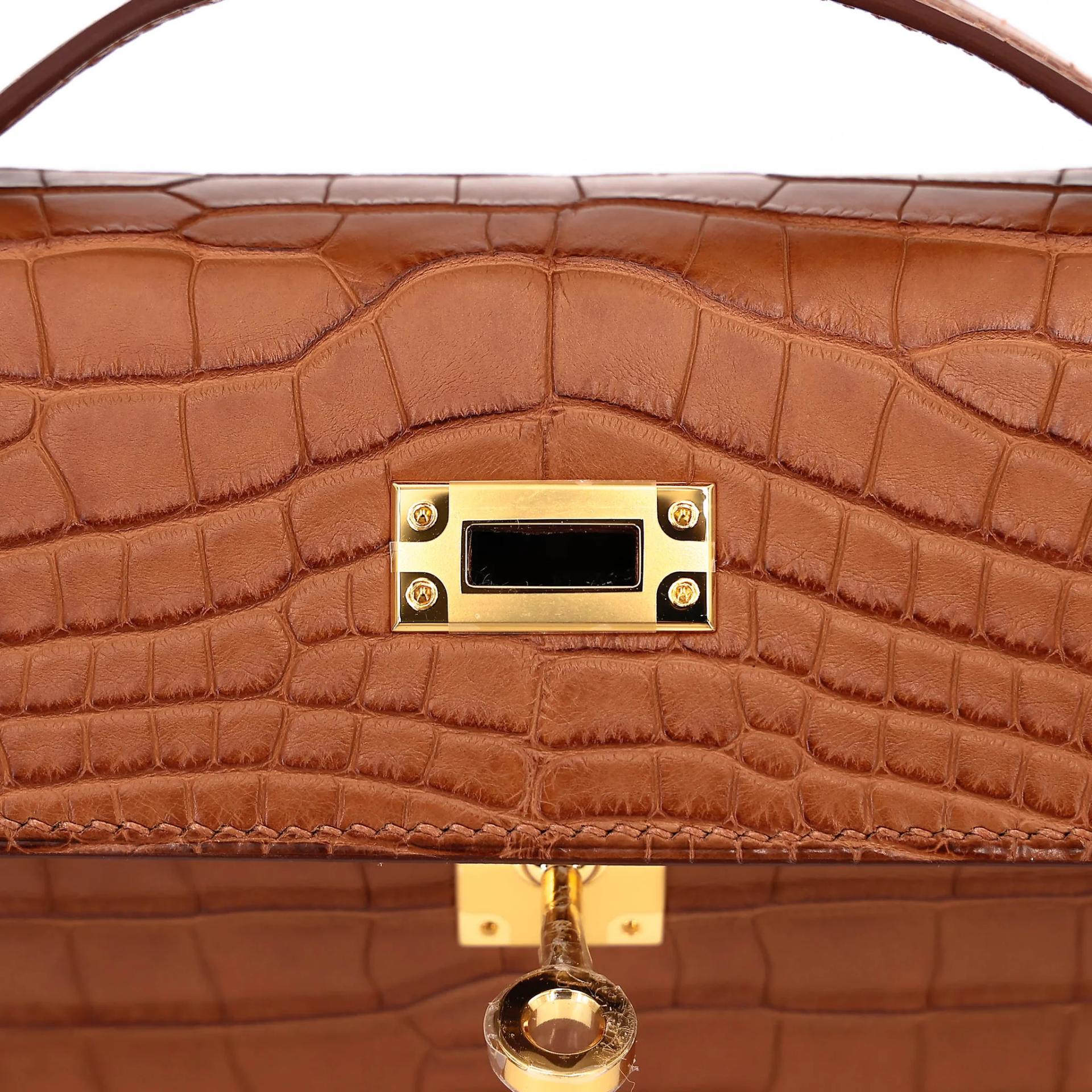 全新 HERMÈS 愛馬仕 Kelly Pochette 37 金棕色 Gold □ 短吻鱷 霧面 金扣 G刻 2026年 - 10