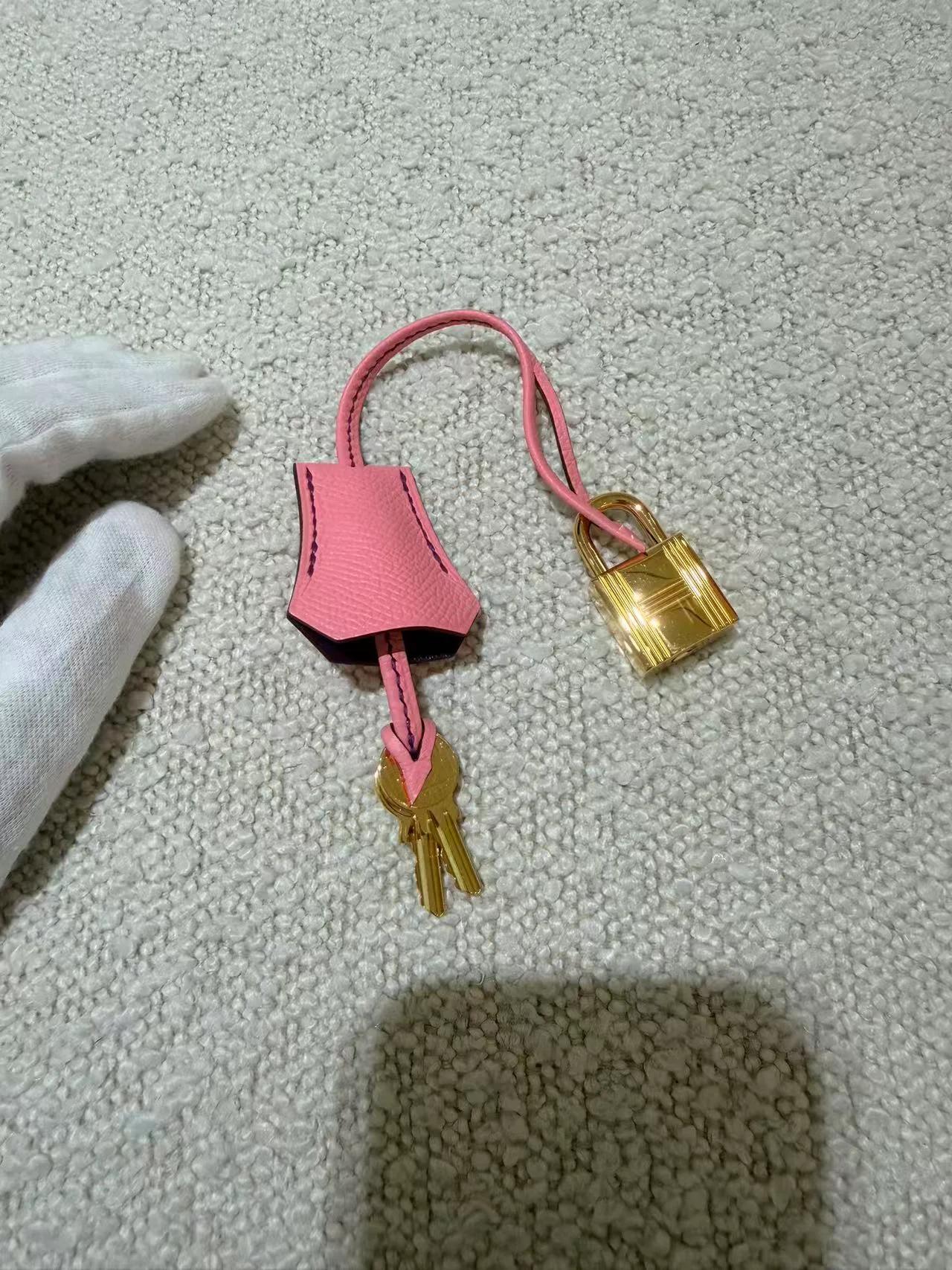 A美品 HERMÈS 愛馬仕 馬蹄印定制 Birkin 25 HSS 1Q 彩紙粉 Rose Confetti P9 海葵紫 Anemone Epsom牛皮 金扣 T刻 2015年 - 24
