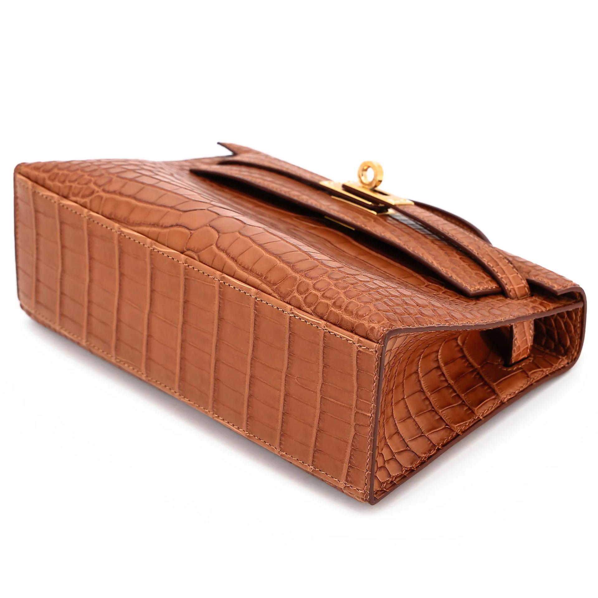 全新 HERMÈS 愛馬仕 Kelly Pochette 37 金棕色 Gold □ 短吻鱷 霧面 金扣 G刻 2026年 - 4