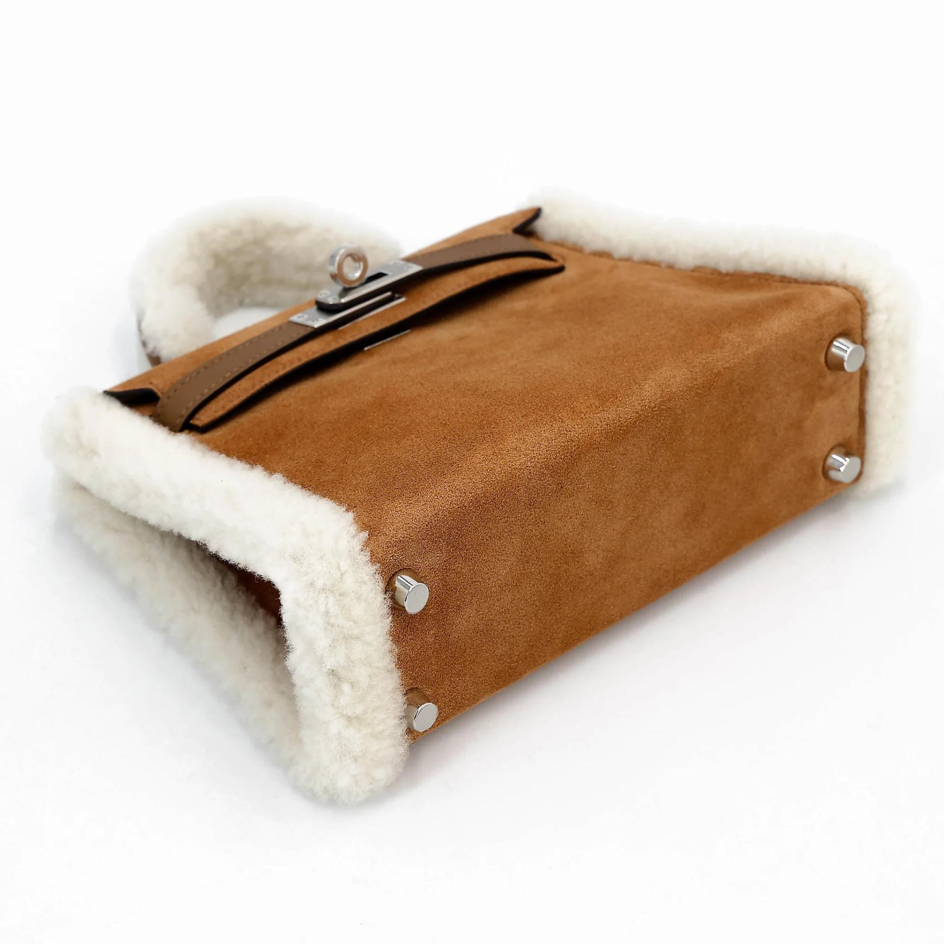 Unused ( Rank NS ) HERMÈS Limited Edition Mini Kelly II Teddy Alezan (3G) Swift Grizzly Palladium hardware W (2024) - 5