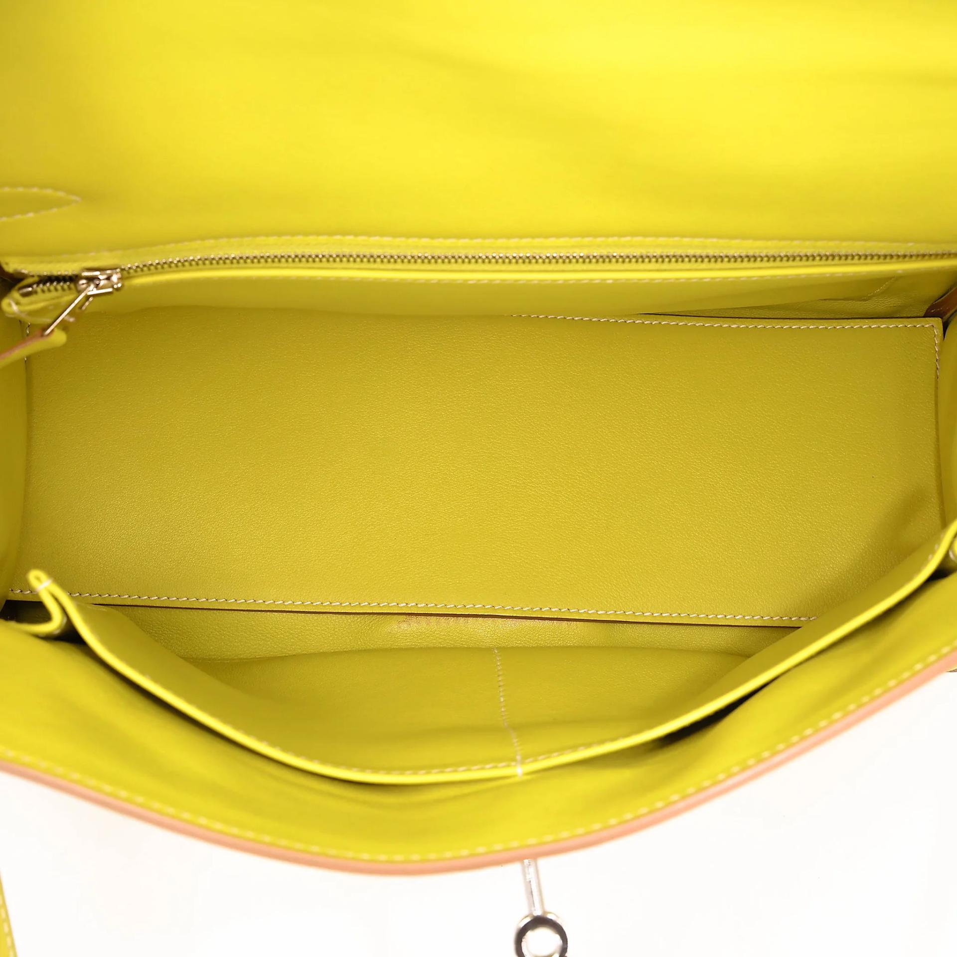 Excellent ( Rank SA ) HERMÈS Kelly Lakis 32 Lime (9R) Swift Palladium hardware Square O (2011) - 30