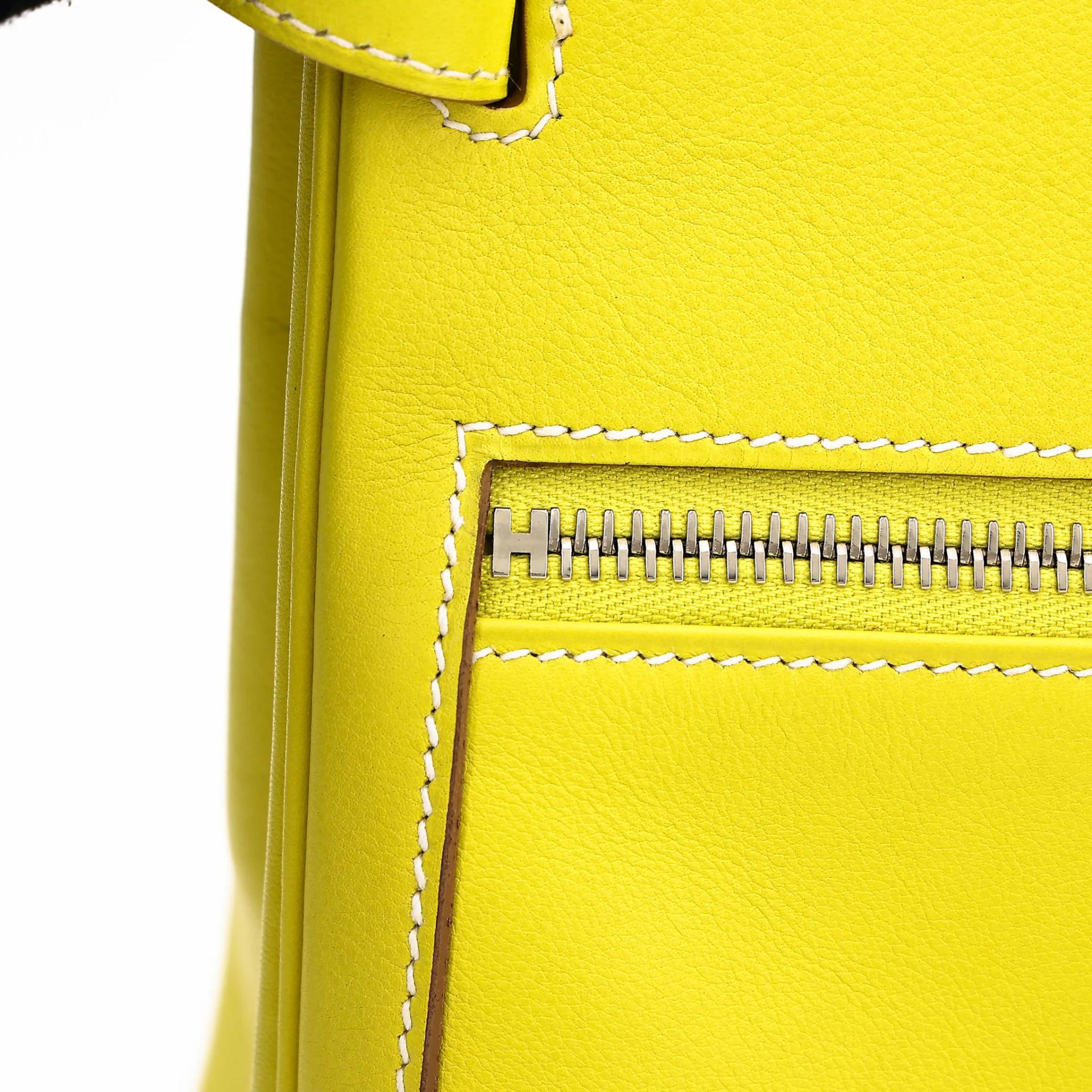 Excellent ( Rank SA ) HERMÈS Kelly Lakis 32 Lime (9R) Swift Palladium hardware Square O (2011) - 11