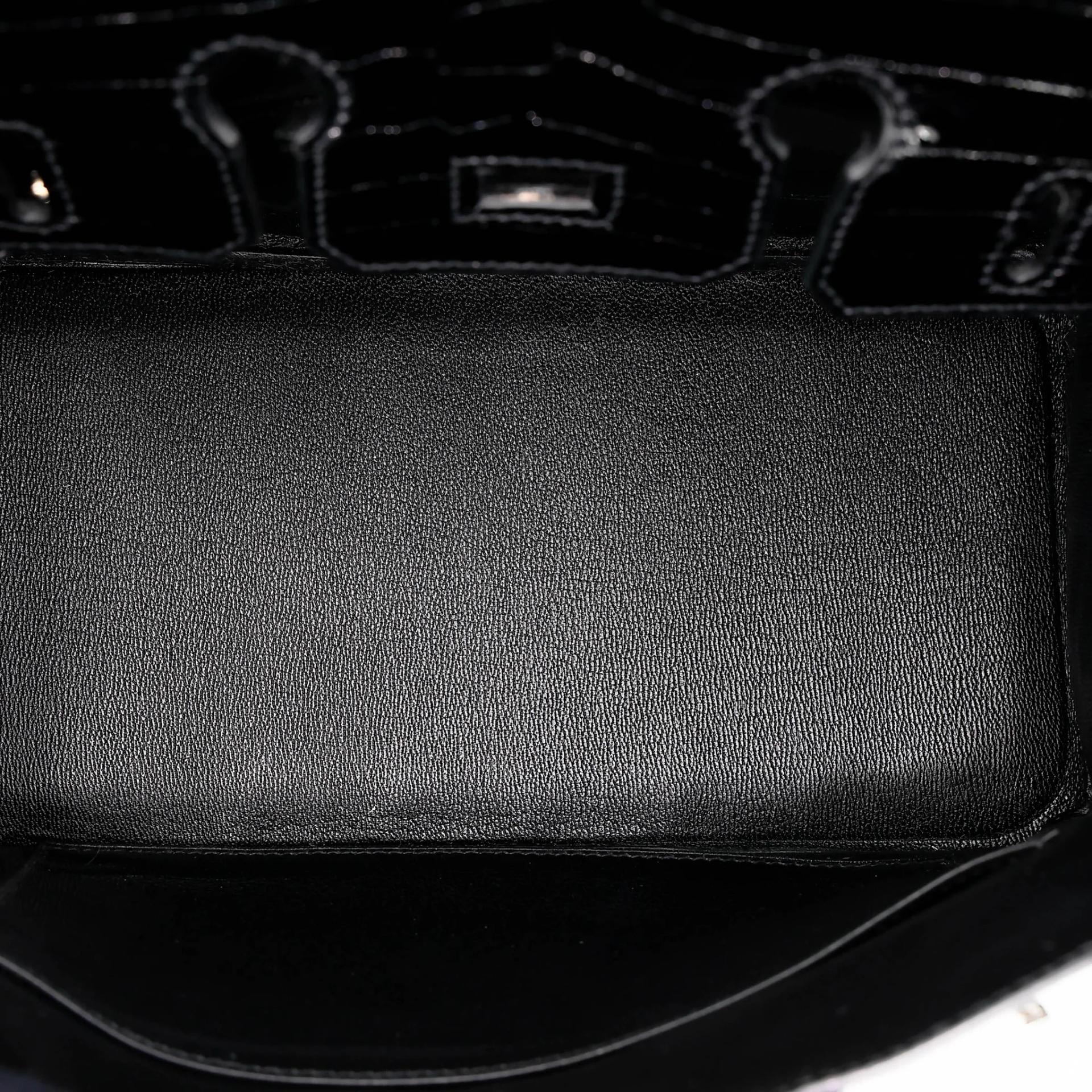 Excellent ( Rank SA ) HERMÈS Birkin 25 Noir (89) Shiny Niloticus Crocodile Palladium hardware A (2017) - 29