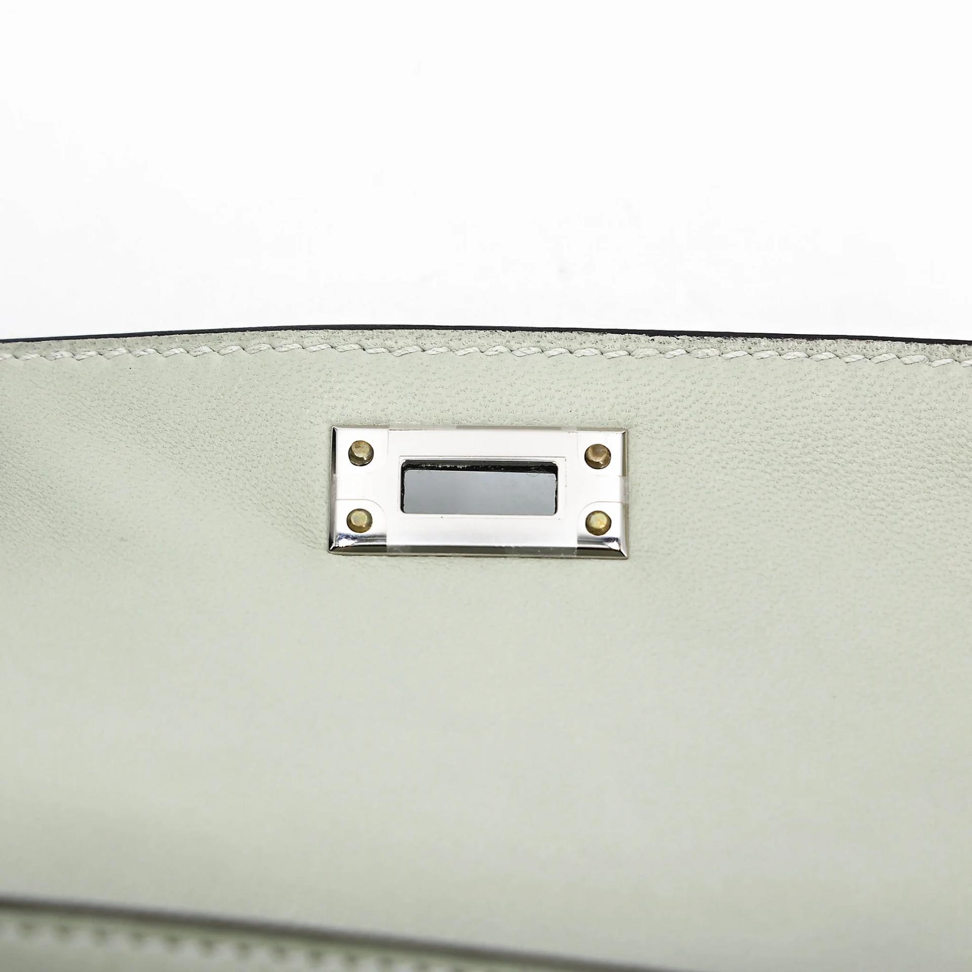 Unused ( Rank NS ) HERMÈS Mini Kelly II Gris Neve (0W) Matte Alligator Palladium hardware B (2023) - 11