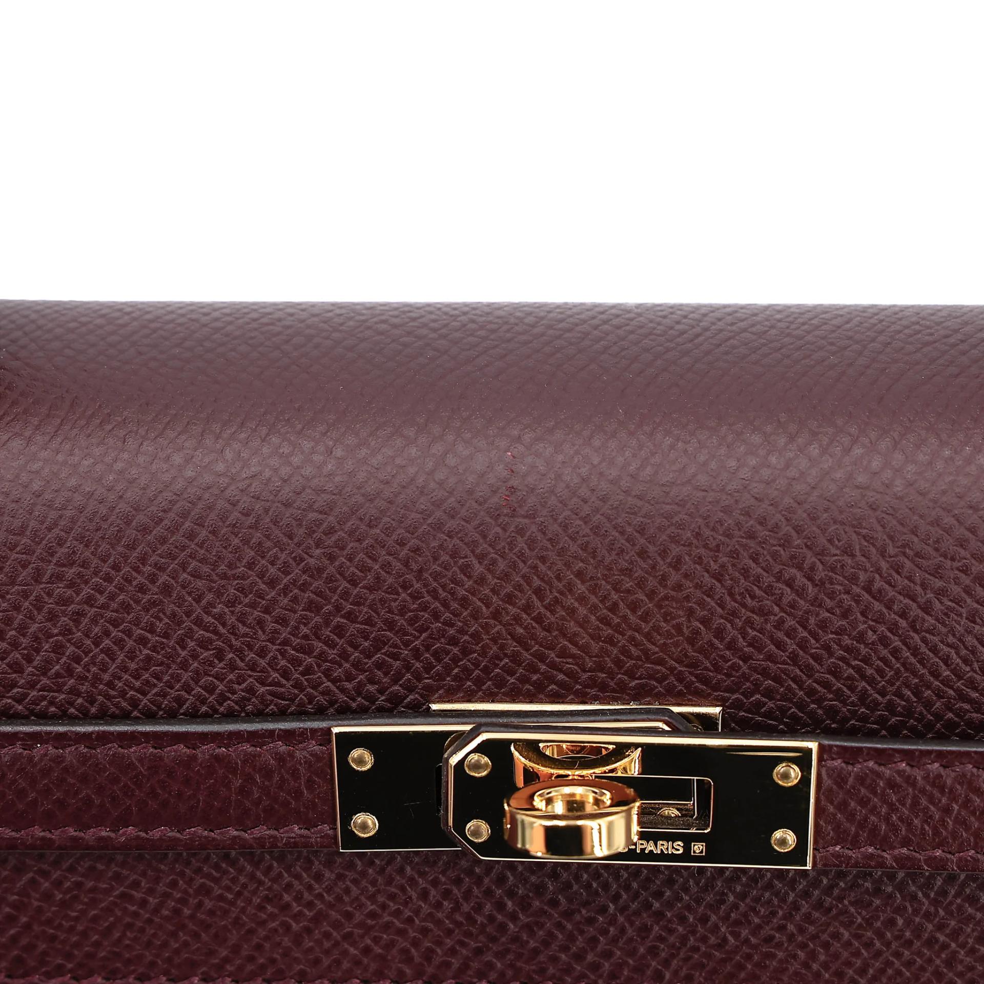 Excellent ( Rank SA ) HERMÈS Kelly 25 Sellier Rouge H (55) Epsom Gold hardware A (2017) - 16