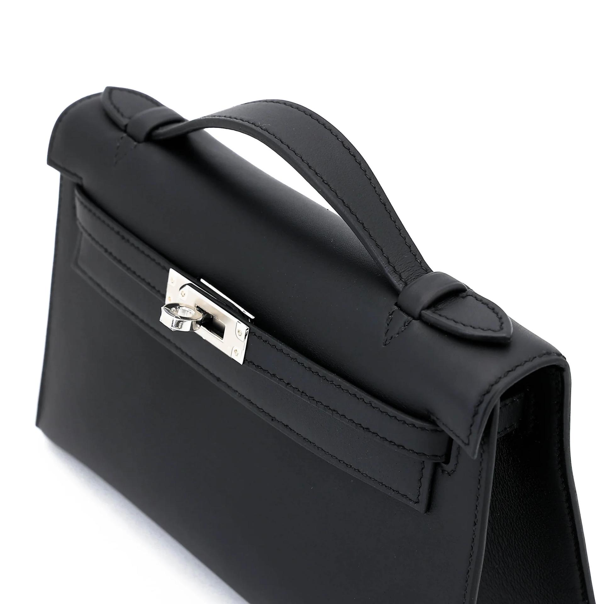 Brand New ( Rank N ) HERMÈS Kelly Pochette Noir (89) Swift Palladium hardware G (2026) - 3