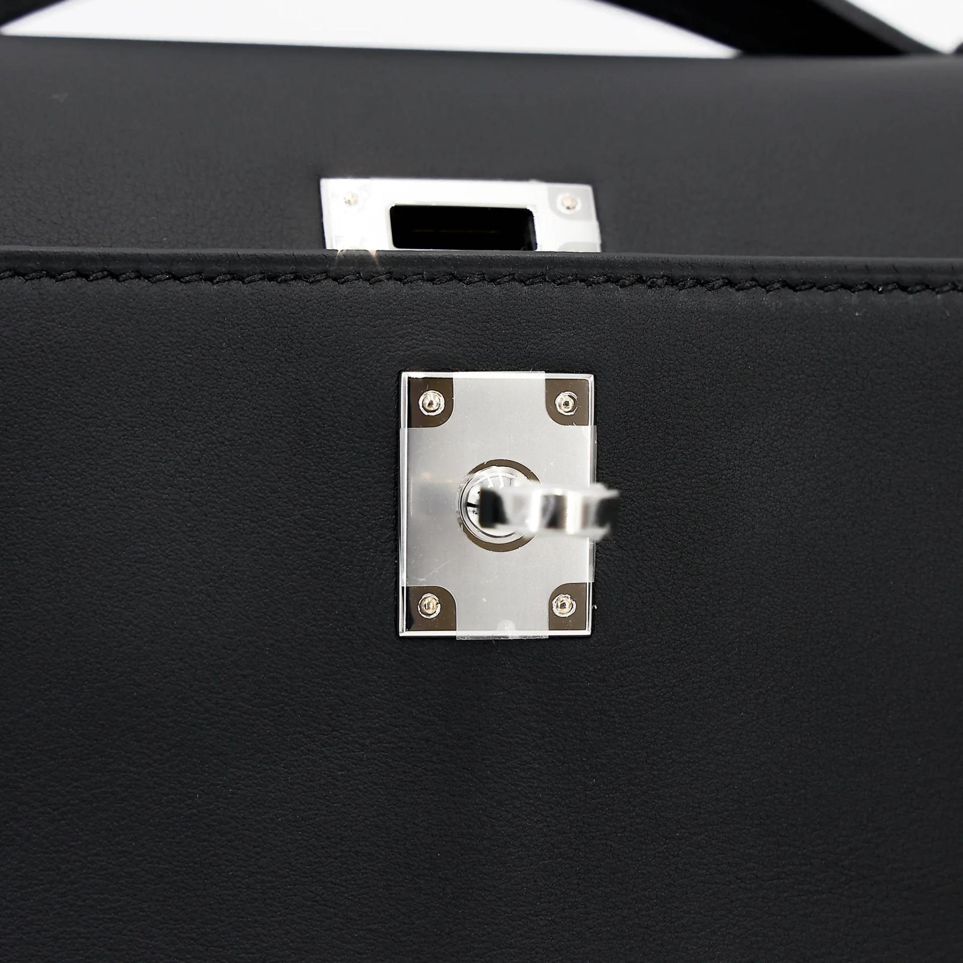 Brand New ( Rank N ) HERMÈS Kelly Pochette Noir (89) Swift Palladium hardware G (2026) - 13