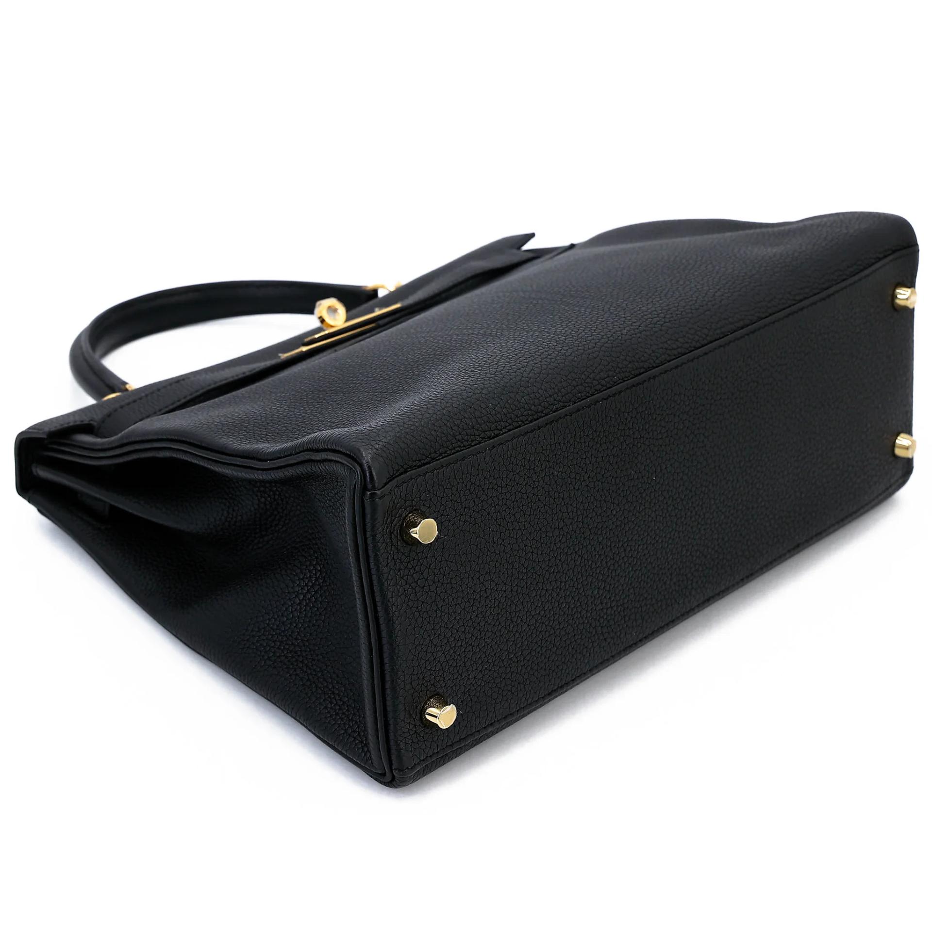 Unused ( Rank NS ) HERMÈS Kelly 32 Noir (89) Togo Gold hardware A (2017) - 8