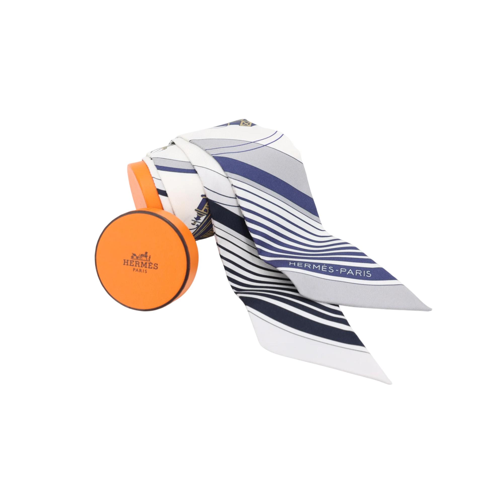 Brand New ( Rank N ) HERMÈS Twilly Ex-Libris White Silk - 4