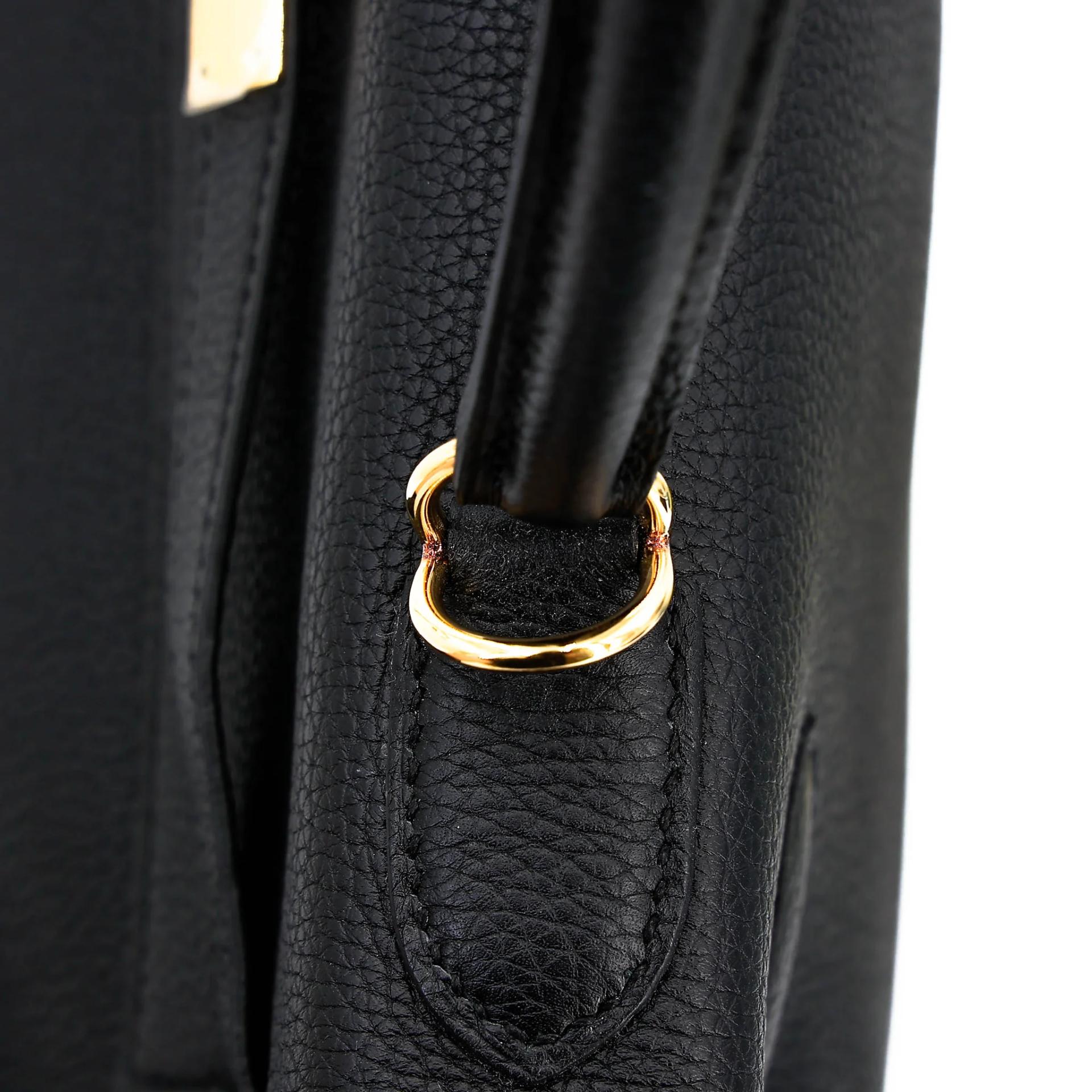 Unused ( Rank NS ) HERMÈS Kelly 32 Noir (89) Togo Gold hardware A (2017) - 6