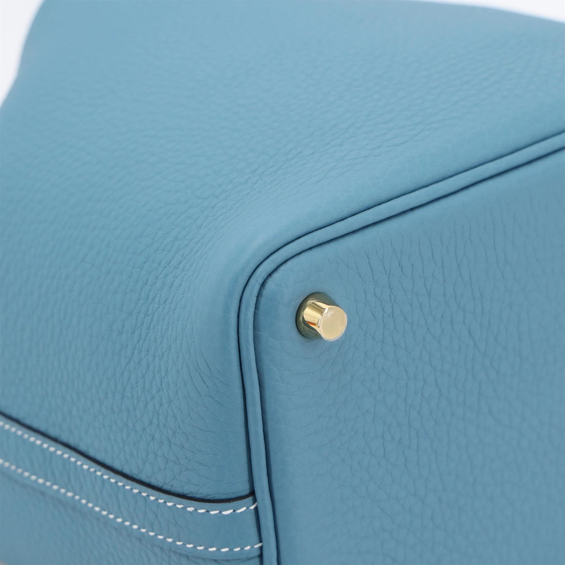 Brand New ( Rank N ) HERMÈS Picotin Lock PM New Bleu Jean (D2) Clemence Gold hardware K (2025) - 7