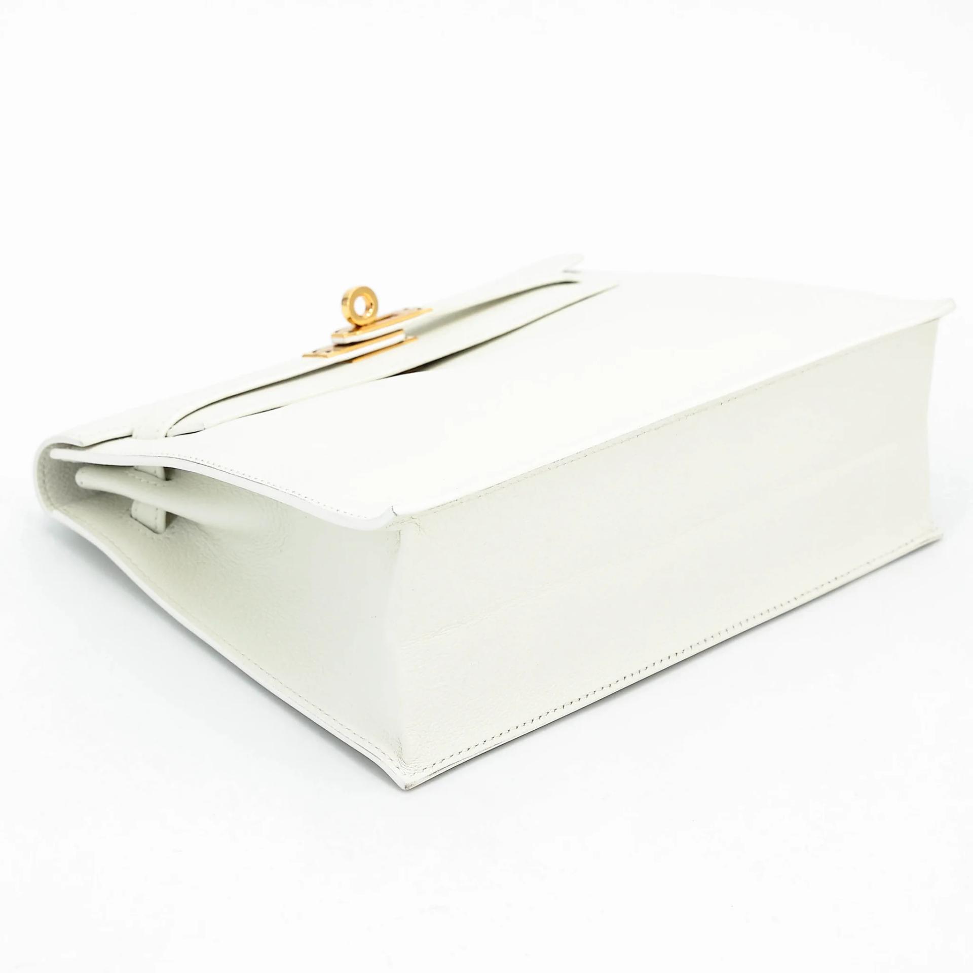 Excellent ( Rank SA ) HERMÈS Kelly Danse New White (0U) Evercolor Gold hardware B (2023) - 4