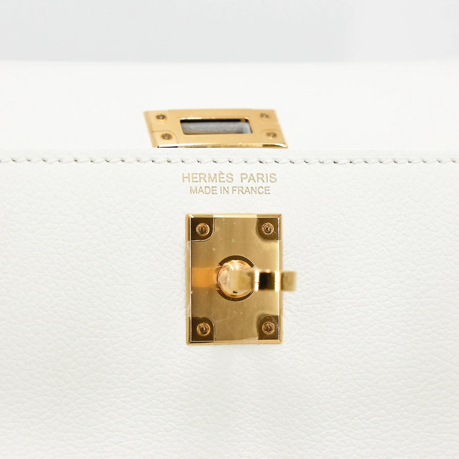 Excellent ( Rank SA ) HERMÈS Kelly Danse New White (0U) Evercolor Gold hardware B (2023) - 20