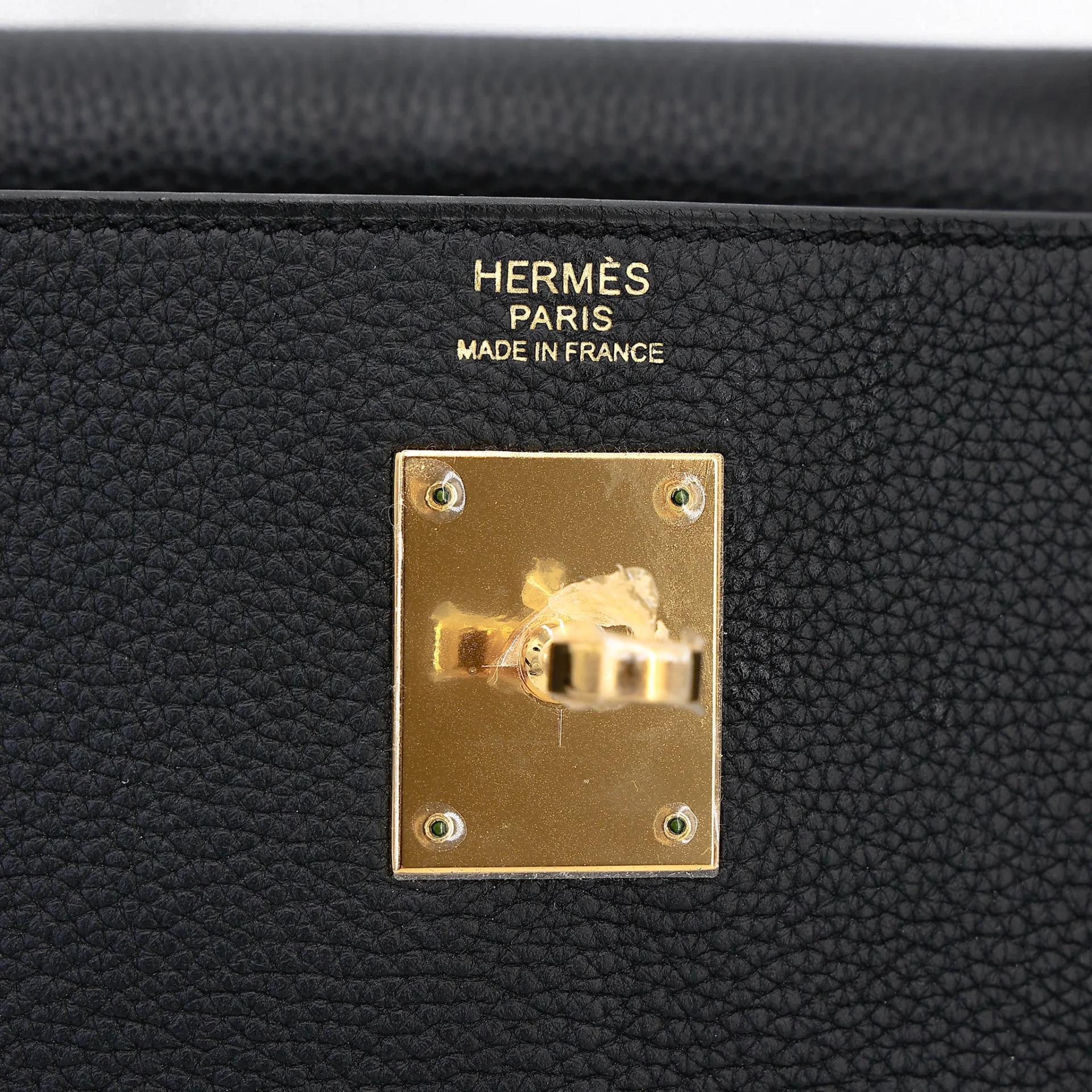 Unused ( Rank NS ) HERMÈS Kelly 32 Noir (89) Togo Gold hardware A (2017) - 19