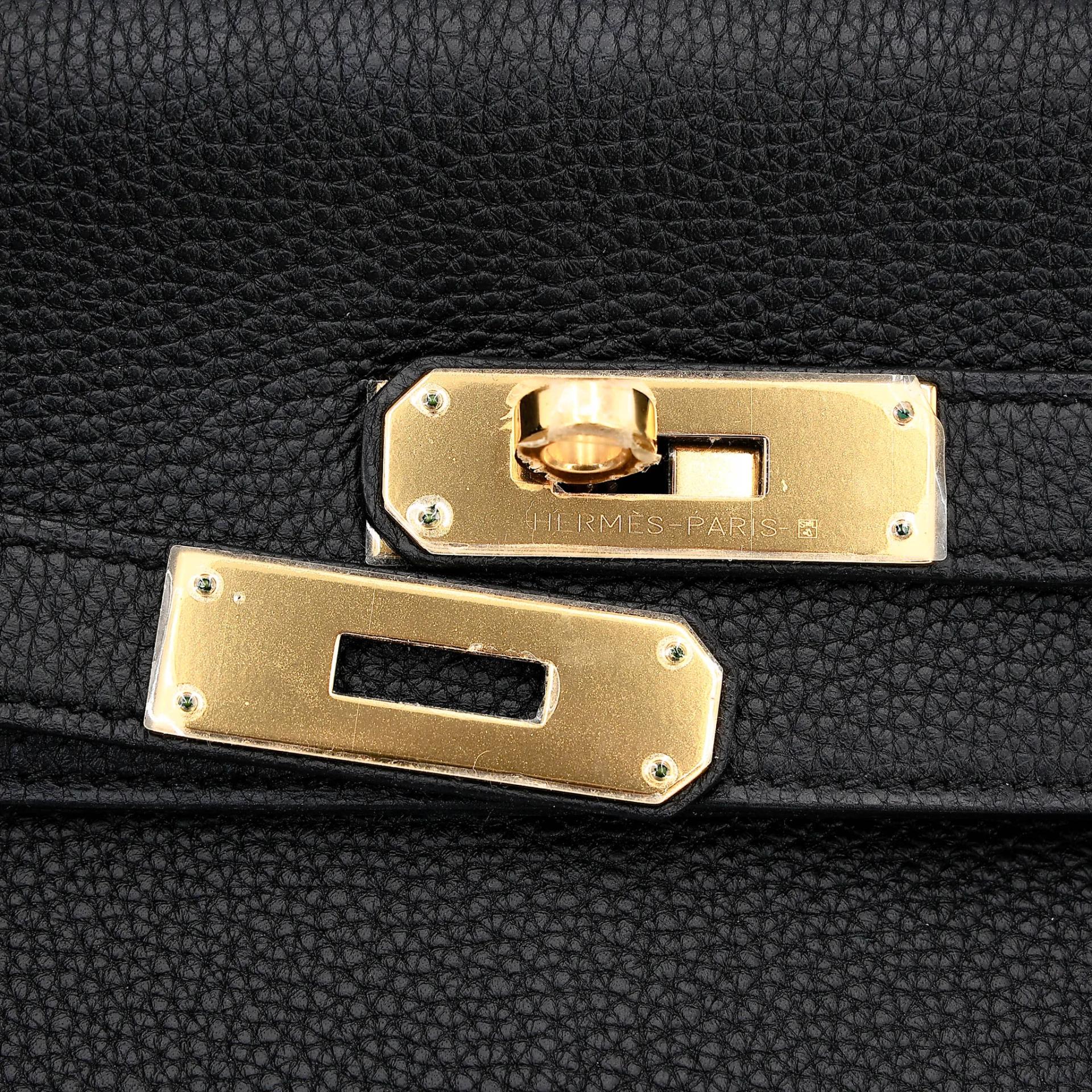 Unused ( Rank NS ) HERMÈS Kelly 32 Noir (89) Togo Gold hardware A (2017) - 14