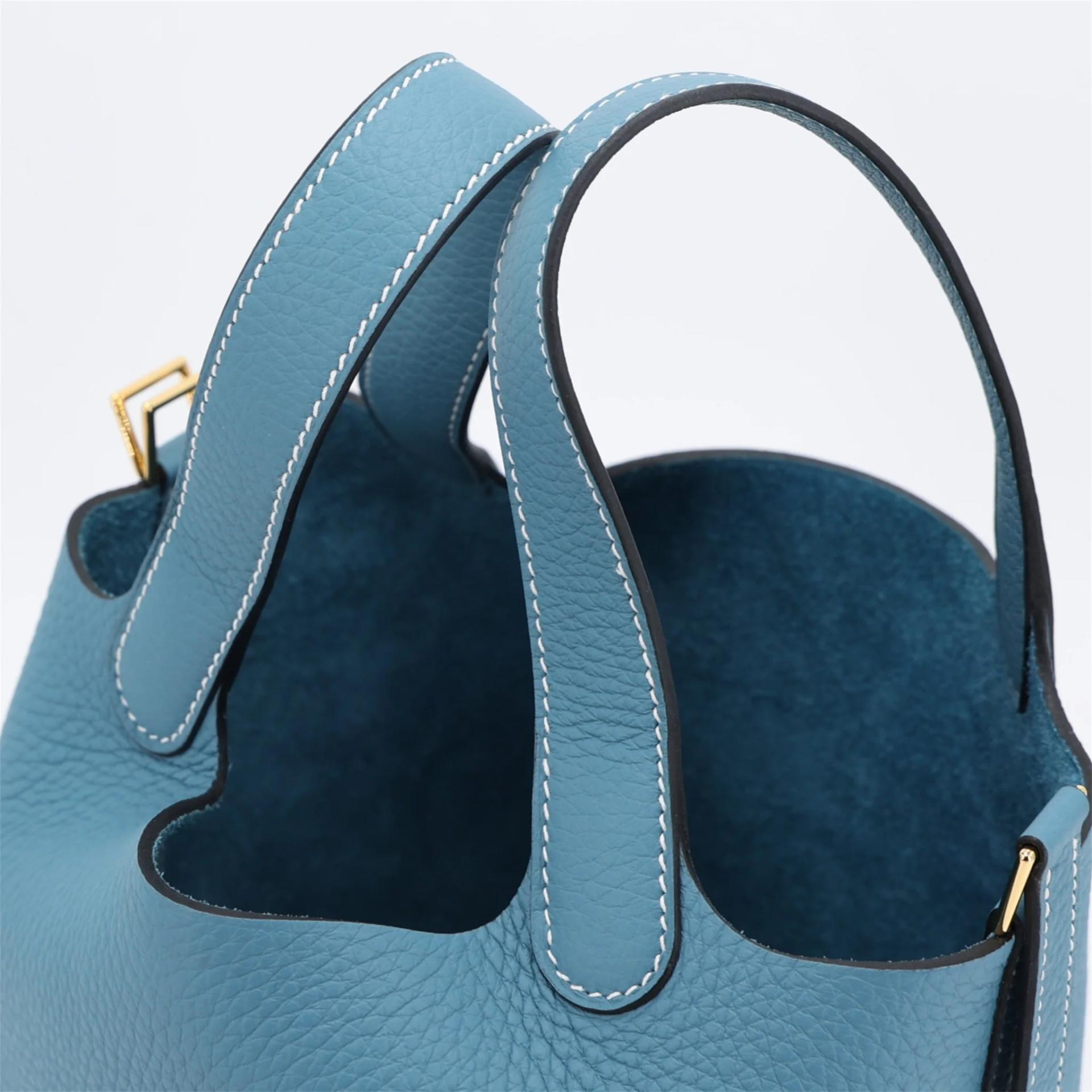 Brand New ( Rank N ) HERMÈS Picotin Lock PM New Bleu Jean (D2) Clemence Gold hardware K (2025) - 5