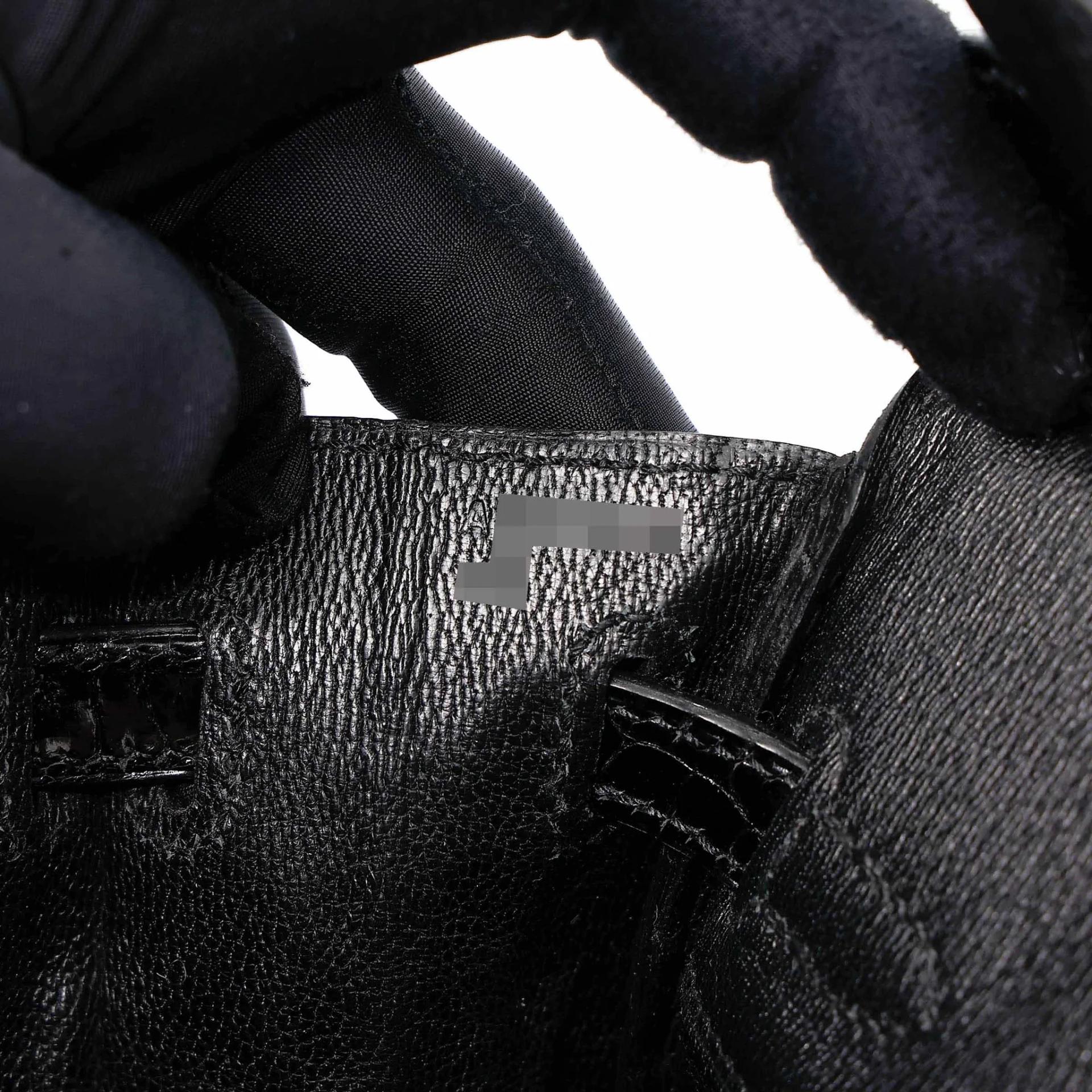 Excellent ( Rank SA ) HERMÈS Birkin 25 Noir (89) Shiny Niloticus Crocodile Palladium hardware A (2017) - 23