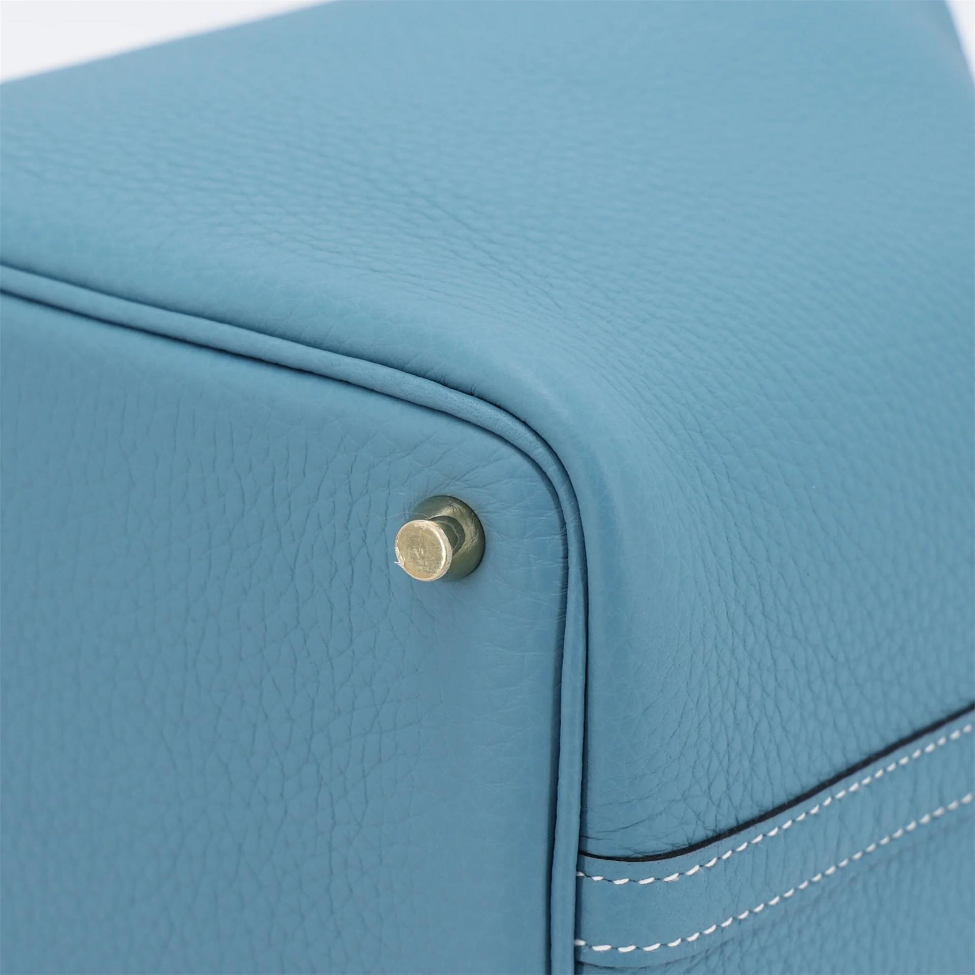 Brand New ( Rank N ) HERMÈS Picotin Lock PM New Bleu Jean (D2) Clemence Gold hardware K (2025) - 8