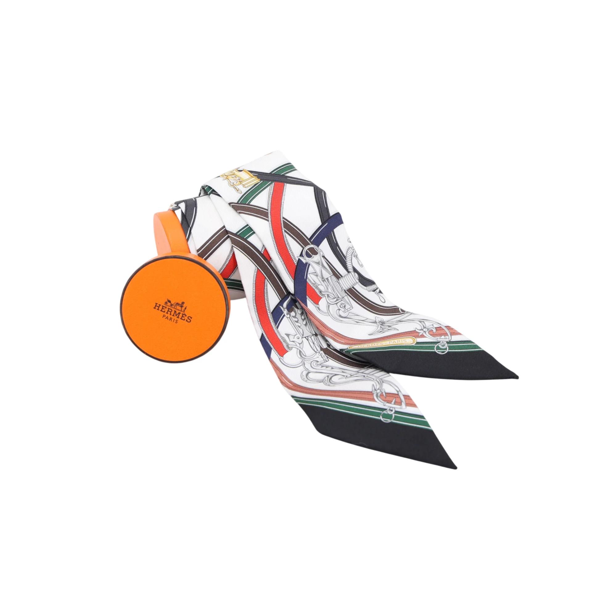 Brand New ( Rank N ) HERMÈS Twilly Harnais Legendaire White Silk - 3
