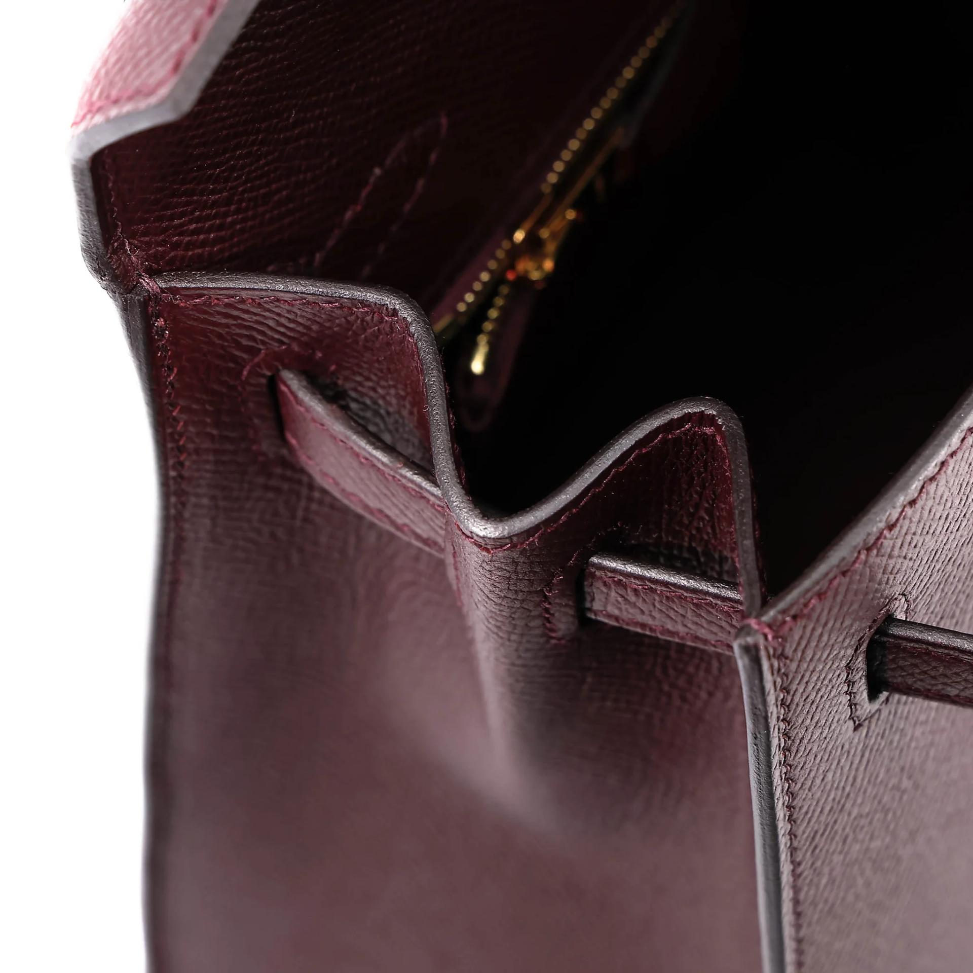 Excellent ( Rank SA ) HERMÈS Kelly 25 Sellier Rouge H (55) Epsom Gold hardware A (2017) - 26