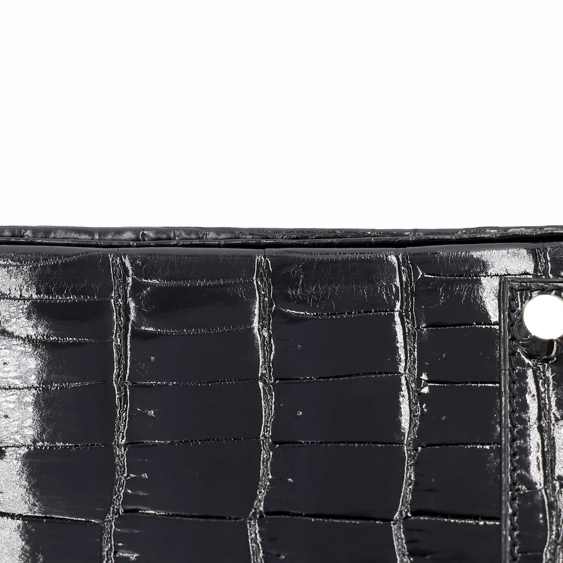 Excellent ( Rank SA ) HERMÈS Birkin 25 Noir (89) Shiny Niloticus Crocodile Palladium hardware A (2017) - 13