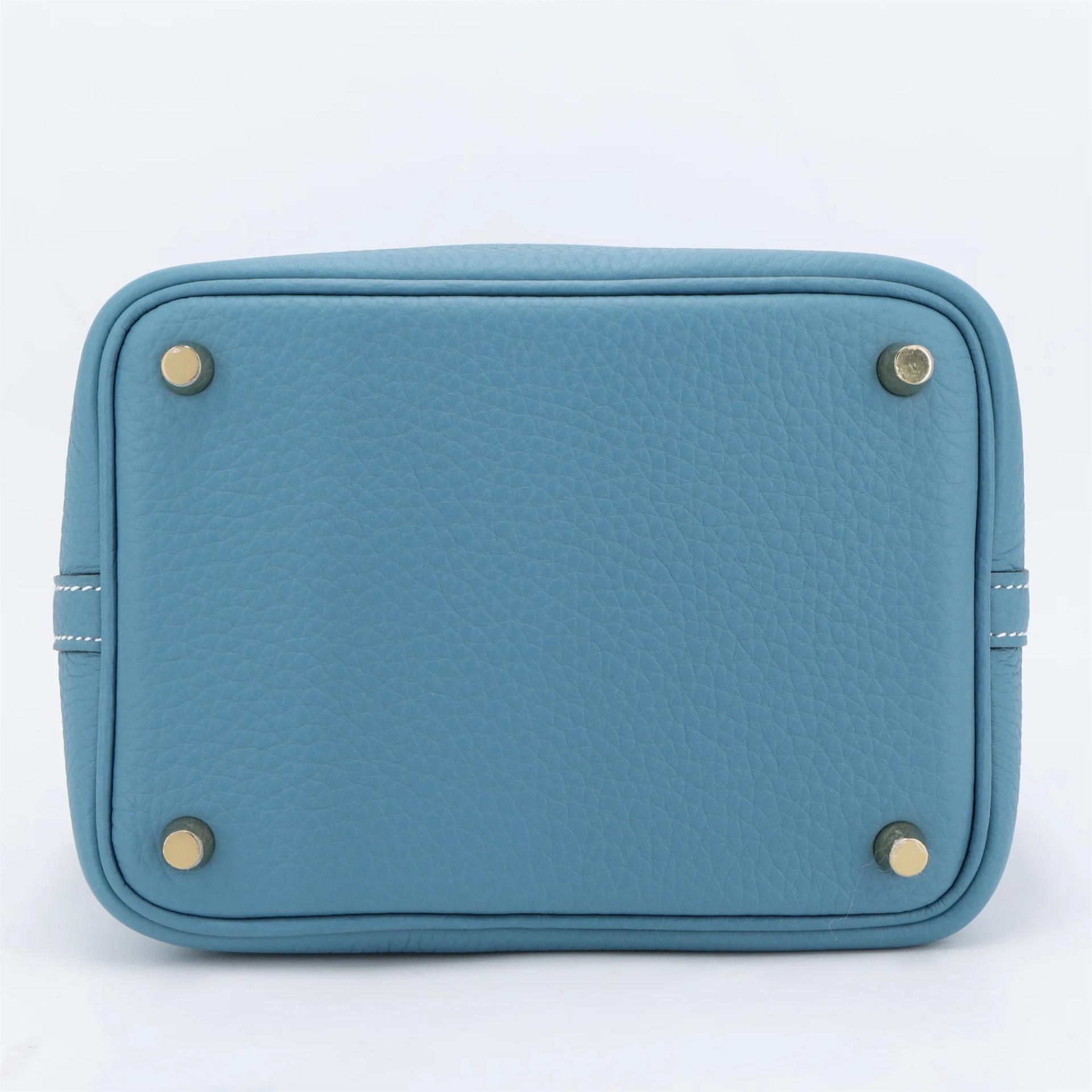 Brand New ( Rank N ) HERMÈS Picotin Lock PM New Bleu Jean (D2) Clemence Gold hardware K (2025) - 6