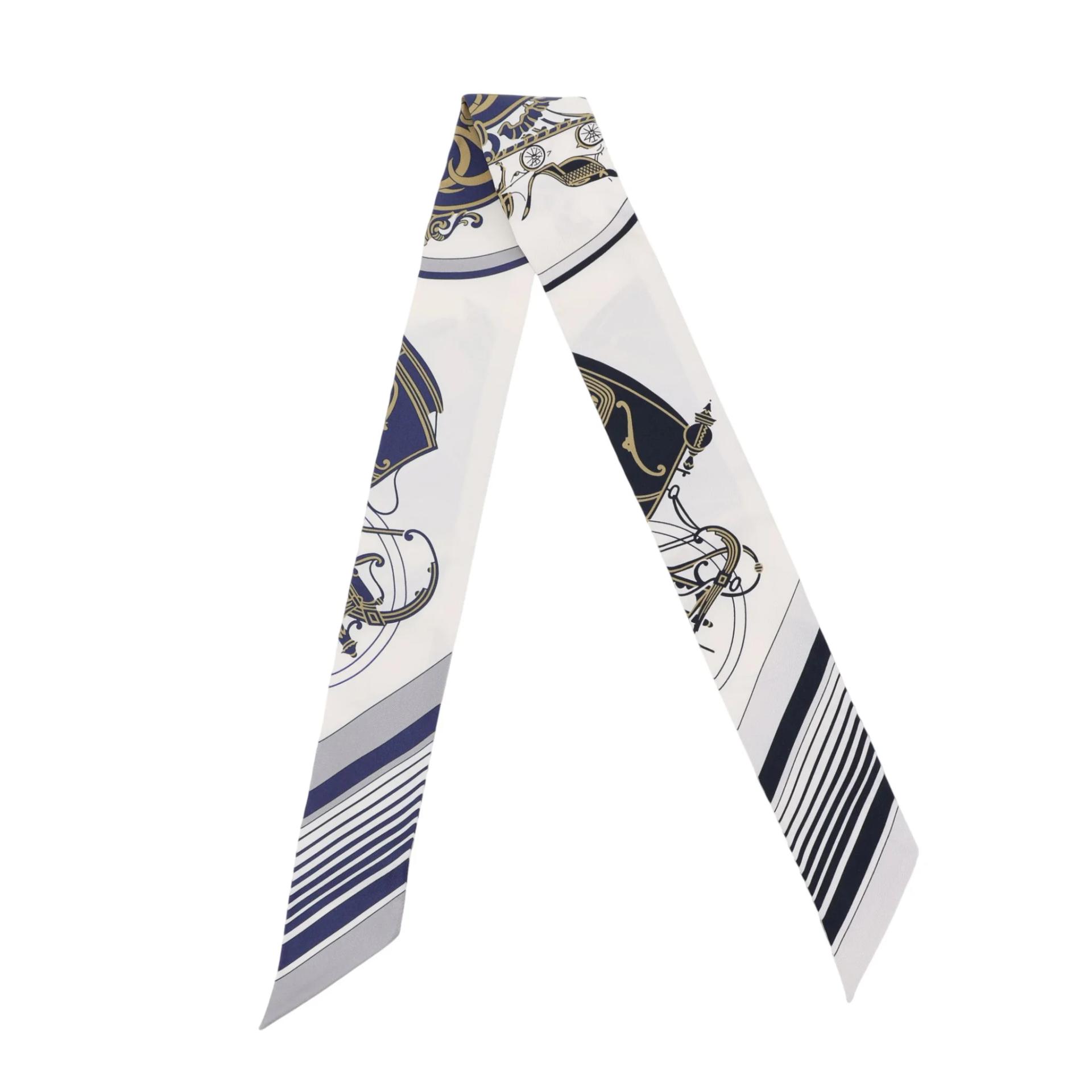 Brand New ( Rank N ) HERMÈS Twilly Ex-Libris White Silk - 2