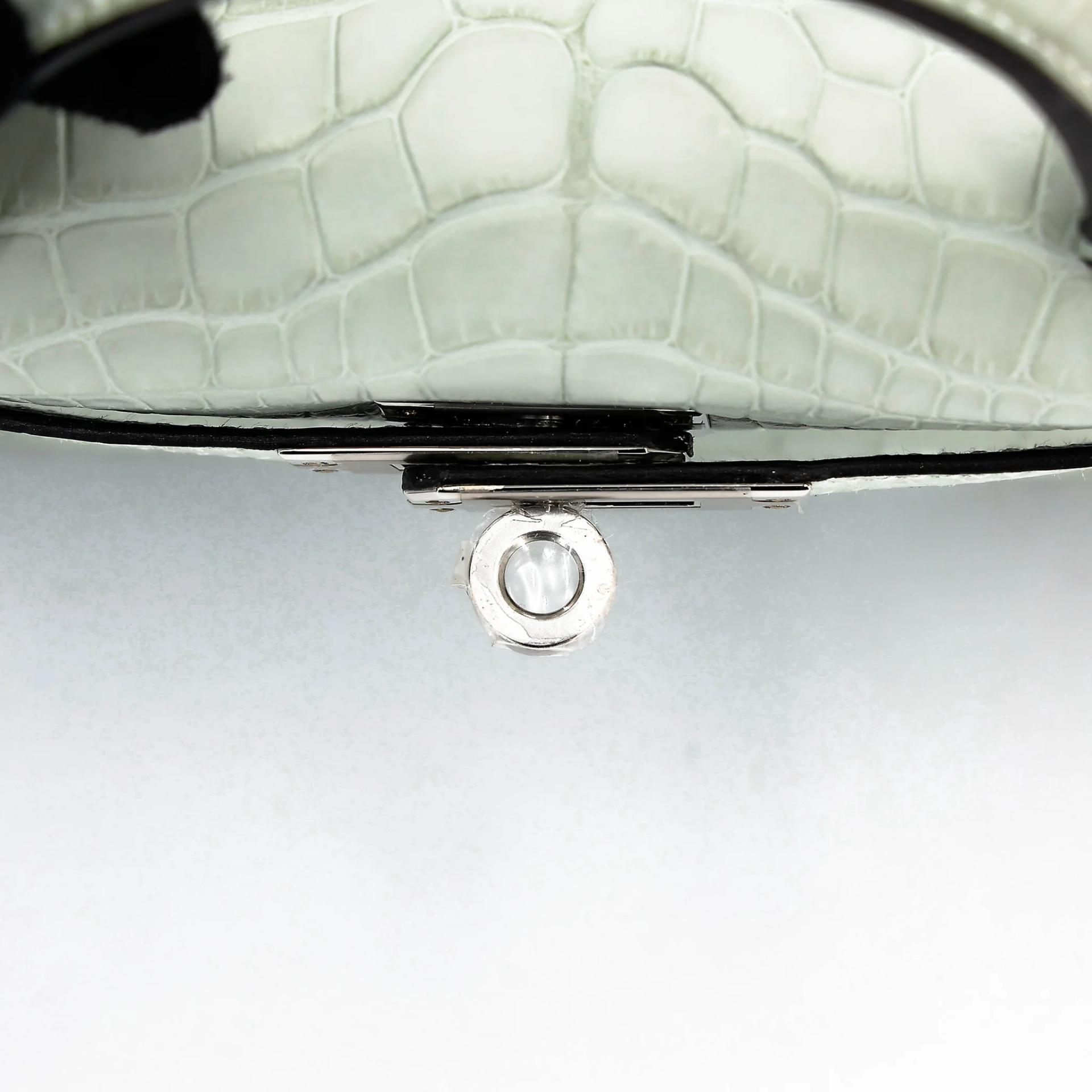 Unused ( Rank NS ) HERMÈS Mini Kelly II Gris Neve (0W) Matte Alligator Palladium hardware B (2023) - 9