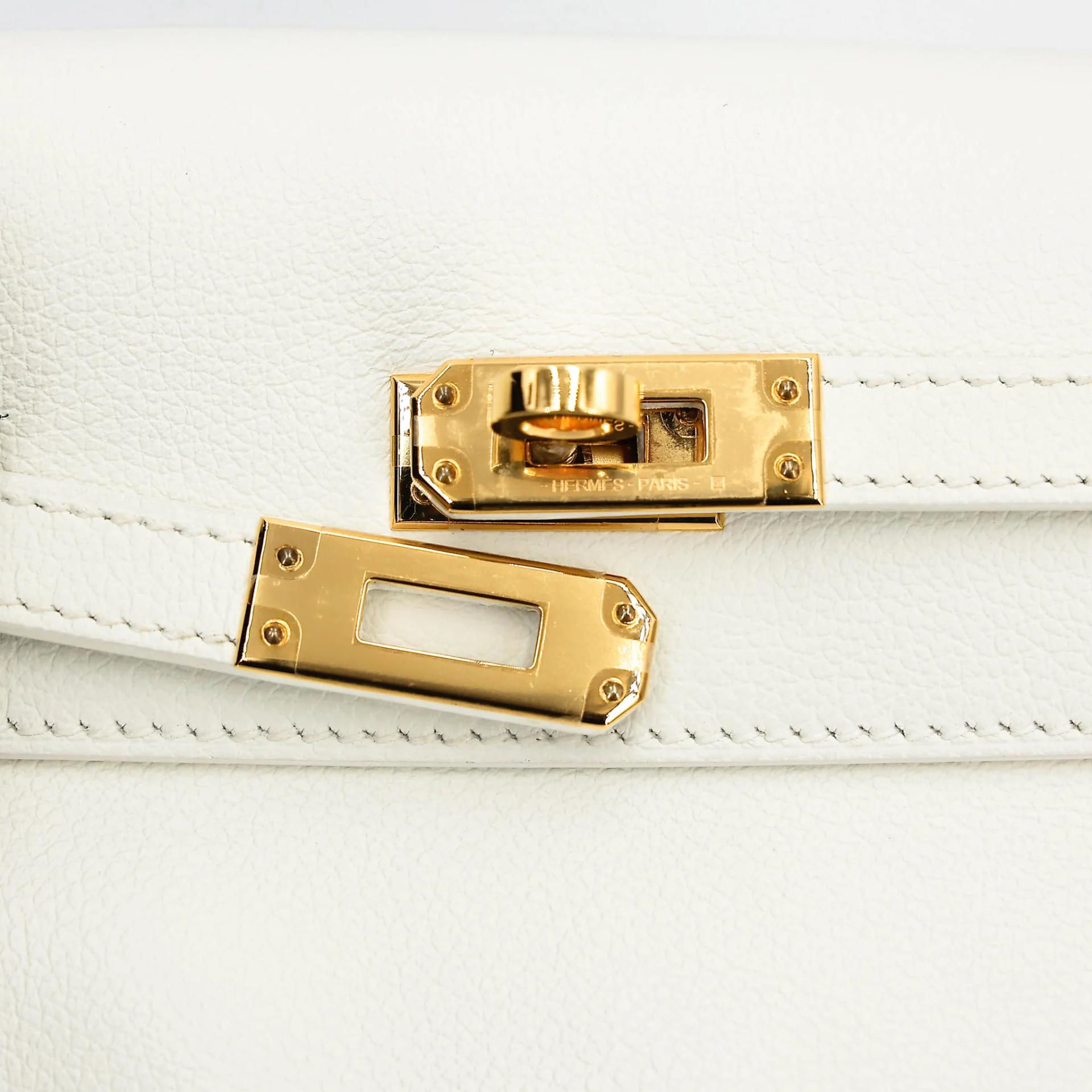 Excellent ( Rank SA ) HERMÈS Kelly Danse New White (0U) Evercolor Gold hardware B (2023) - 14