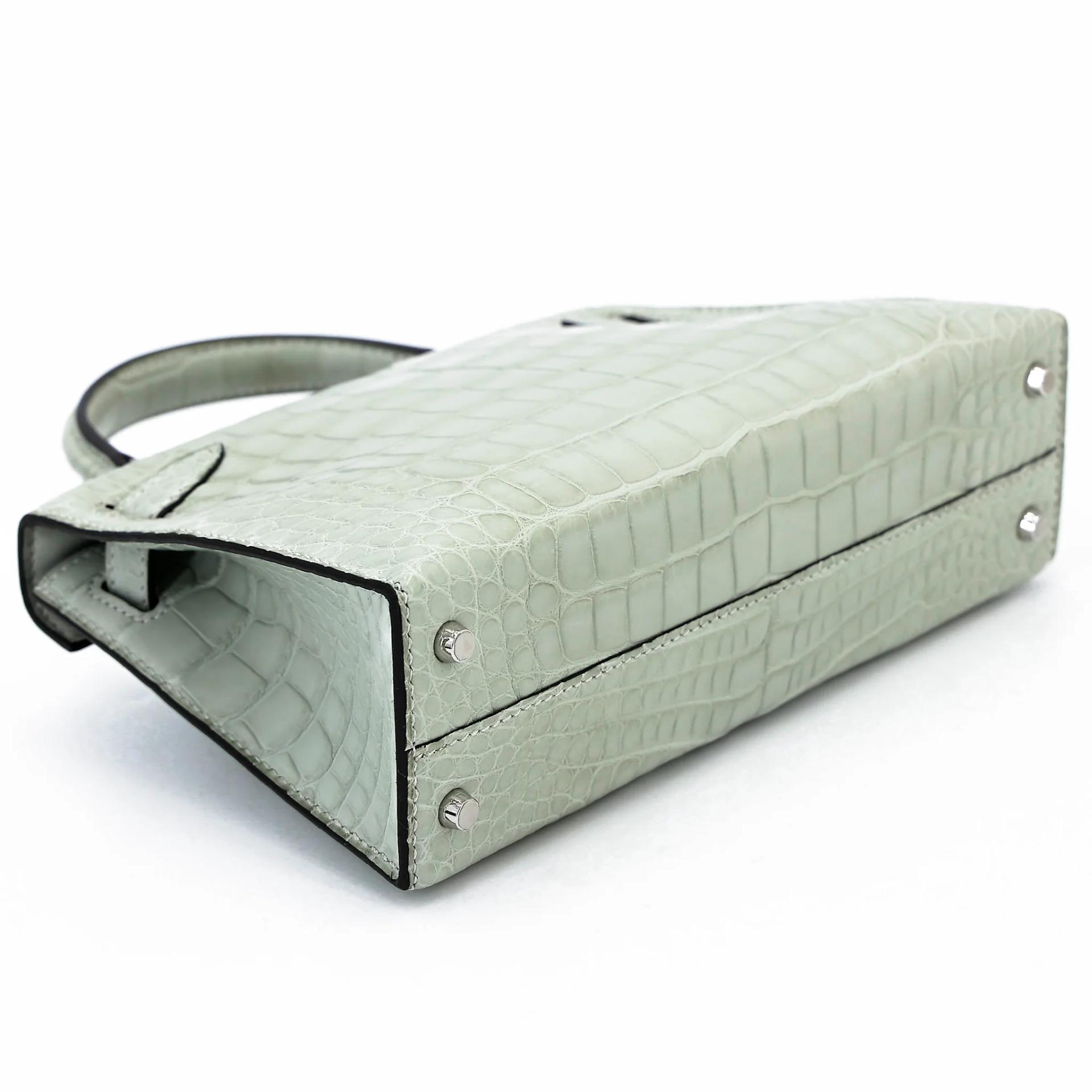 Unused ( Rank NS ) HERMÈS Mini Kelly II Gris Neve (0W) Matte Alligator Palladium hardware B (2023) - 7