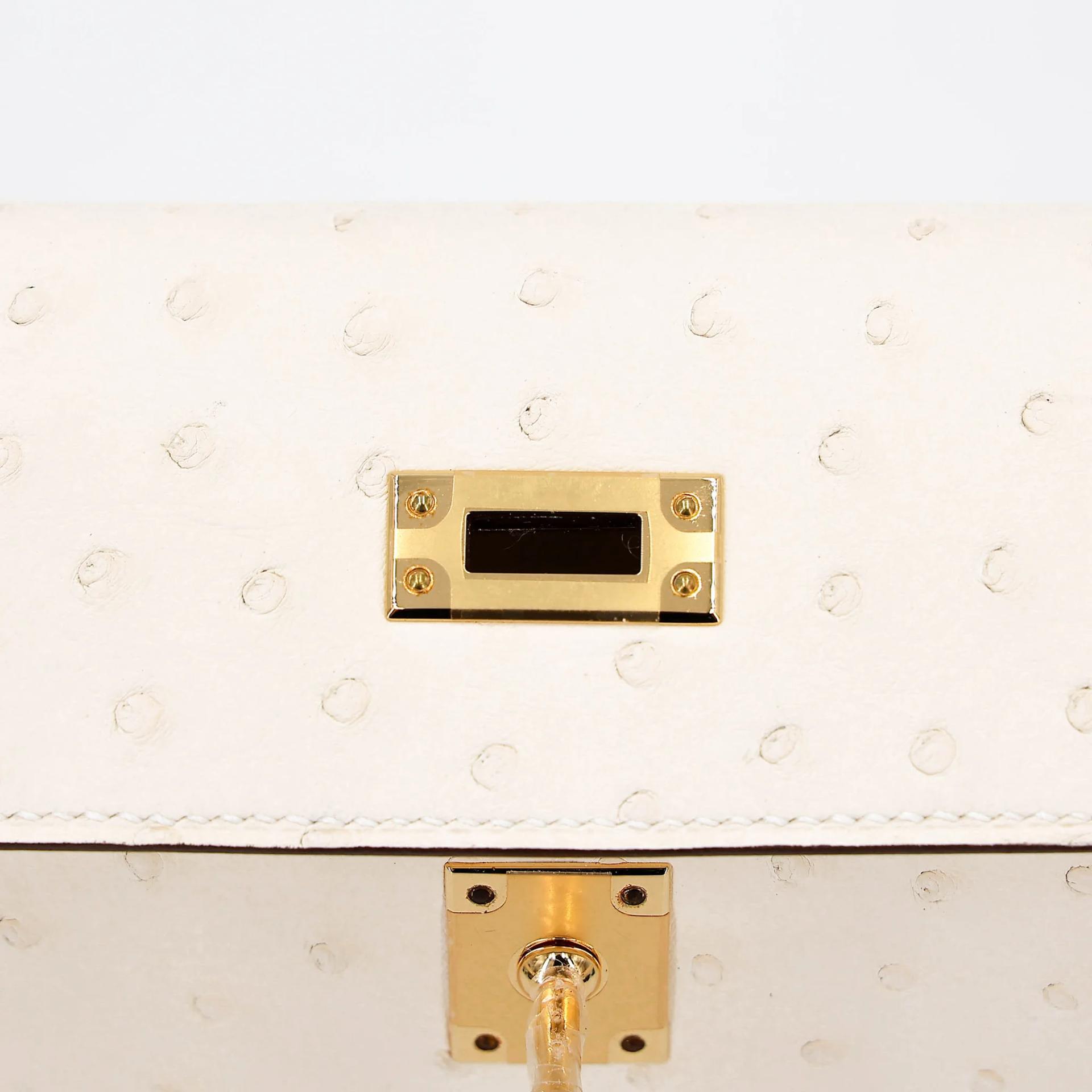 Unused ( Rank NS ) HERMÈS Kelly Danse Nata (I2) Ostrich Gold hardware W (2024) - 9