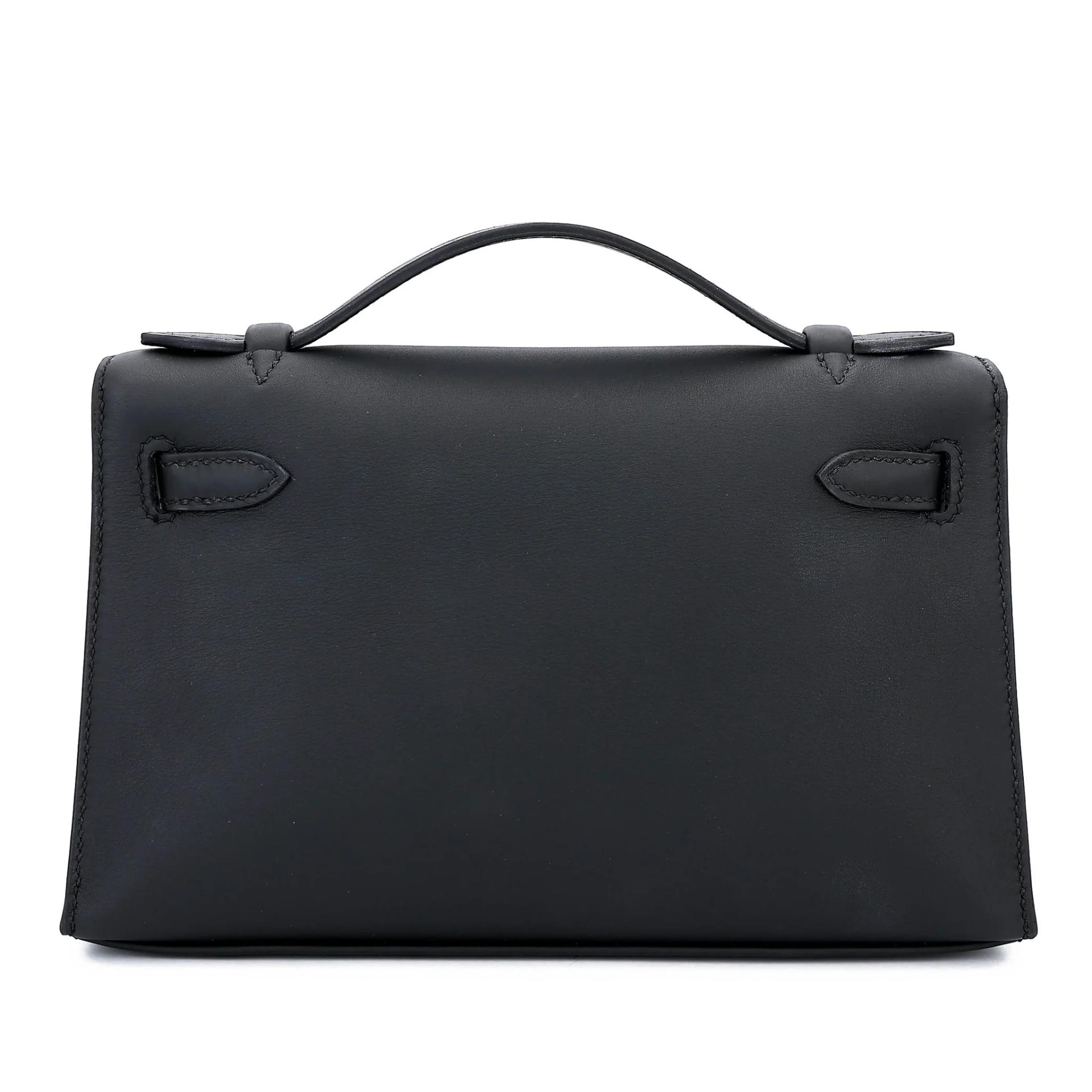 Brand New ( Rank N ) HERMÈS Kelly Pochette Noir (89) Swift Palladium hardware G (2026) - 2
