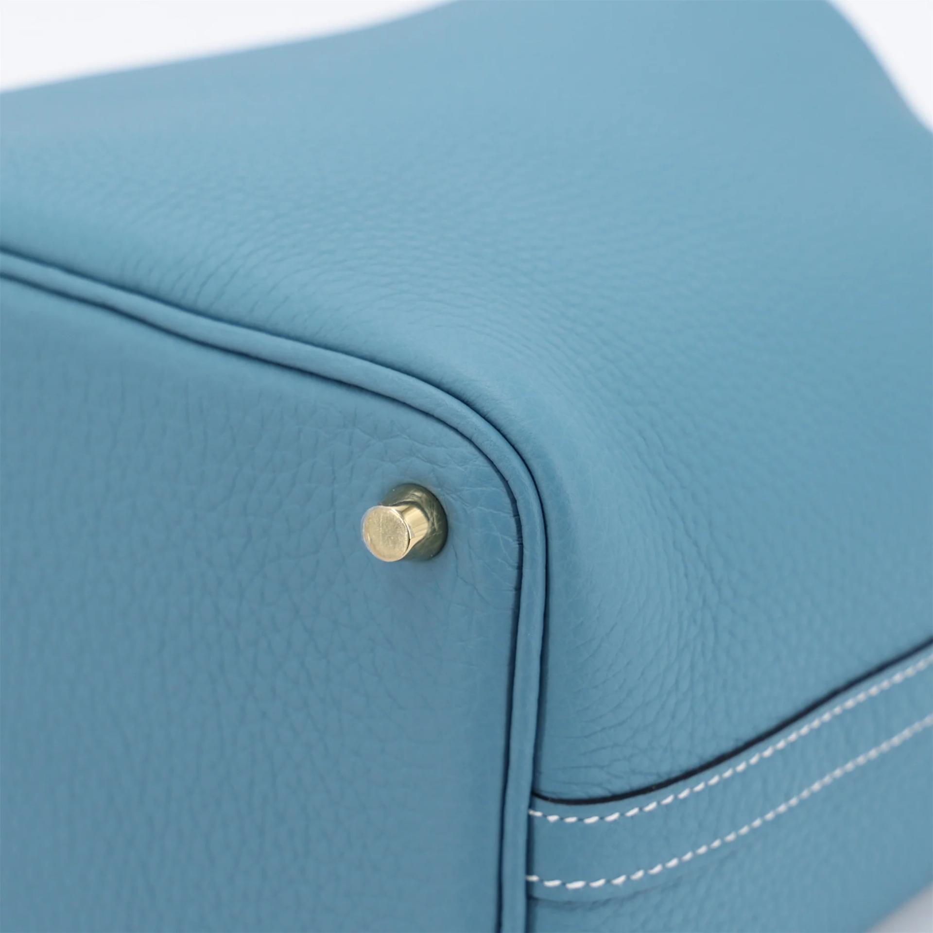 Brand New ( Rank N ) HERMÈS Picotin Lock PM New Bleu Jean (D2) Clemence Gold hardware K (2025) - 10