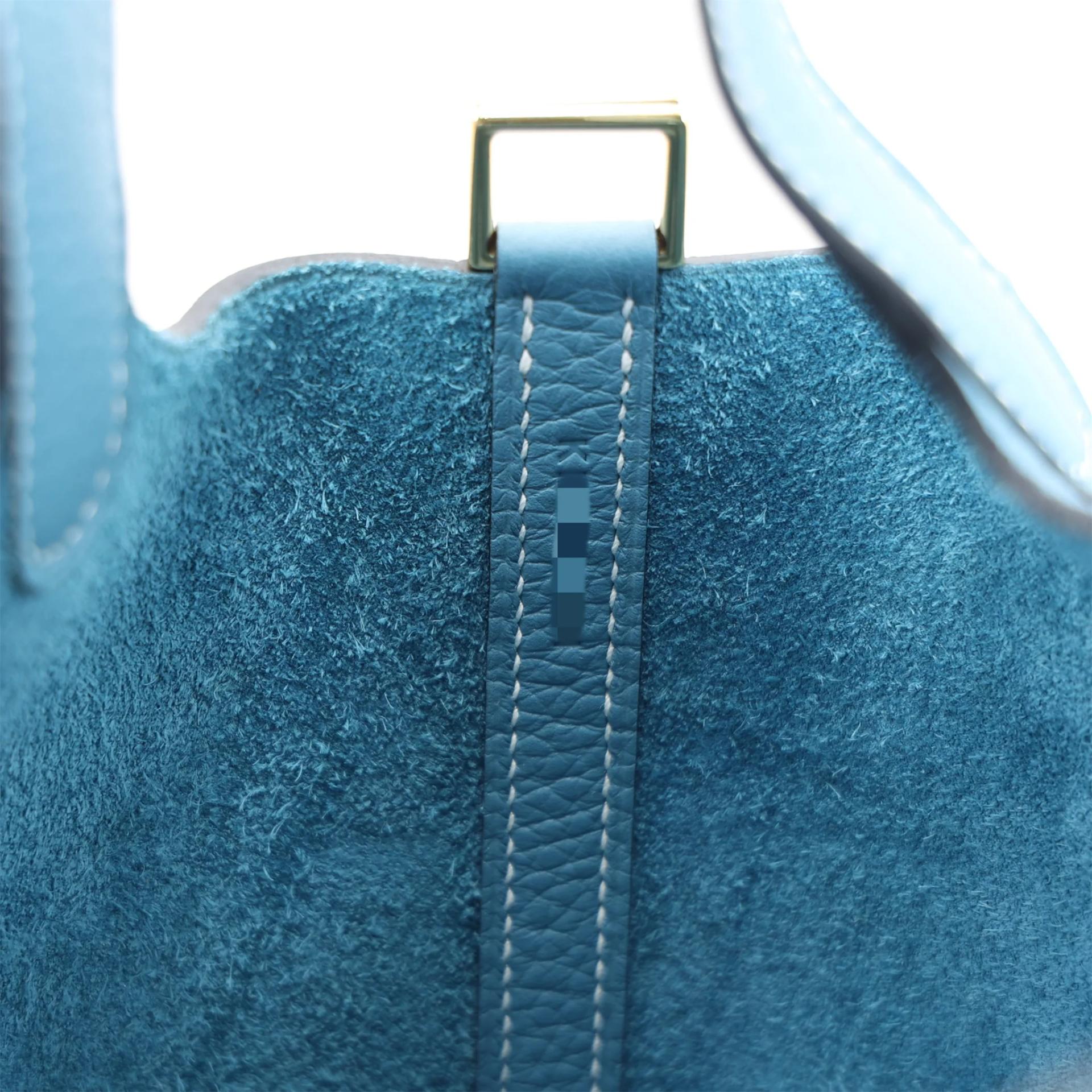 Brand New ( Rank N ) HERMÈS Picotin Lock PM New Bleu Jean (D2) Clemence Gold hardware K (2025) - 14