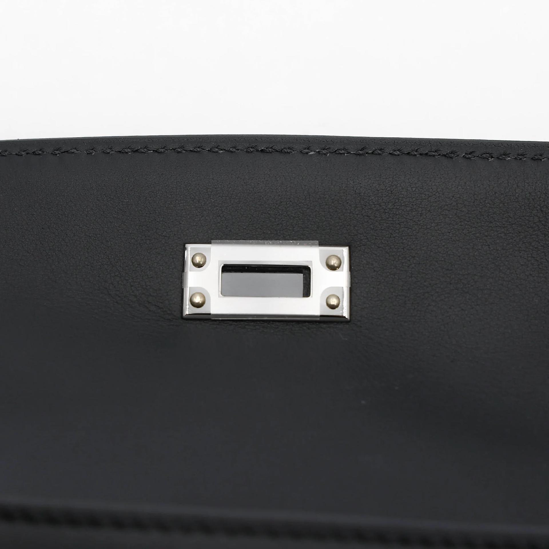 Brand New ( Rank N ) HERMÈS Kelly Pochette Noir (89) Swift Palladium hardware G (2026) - 11