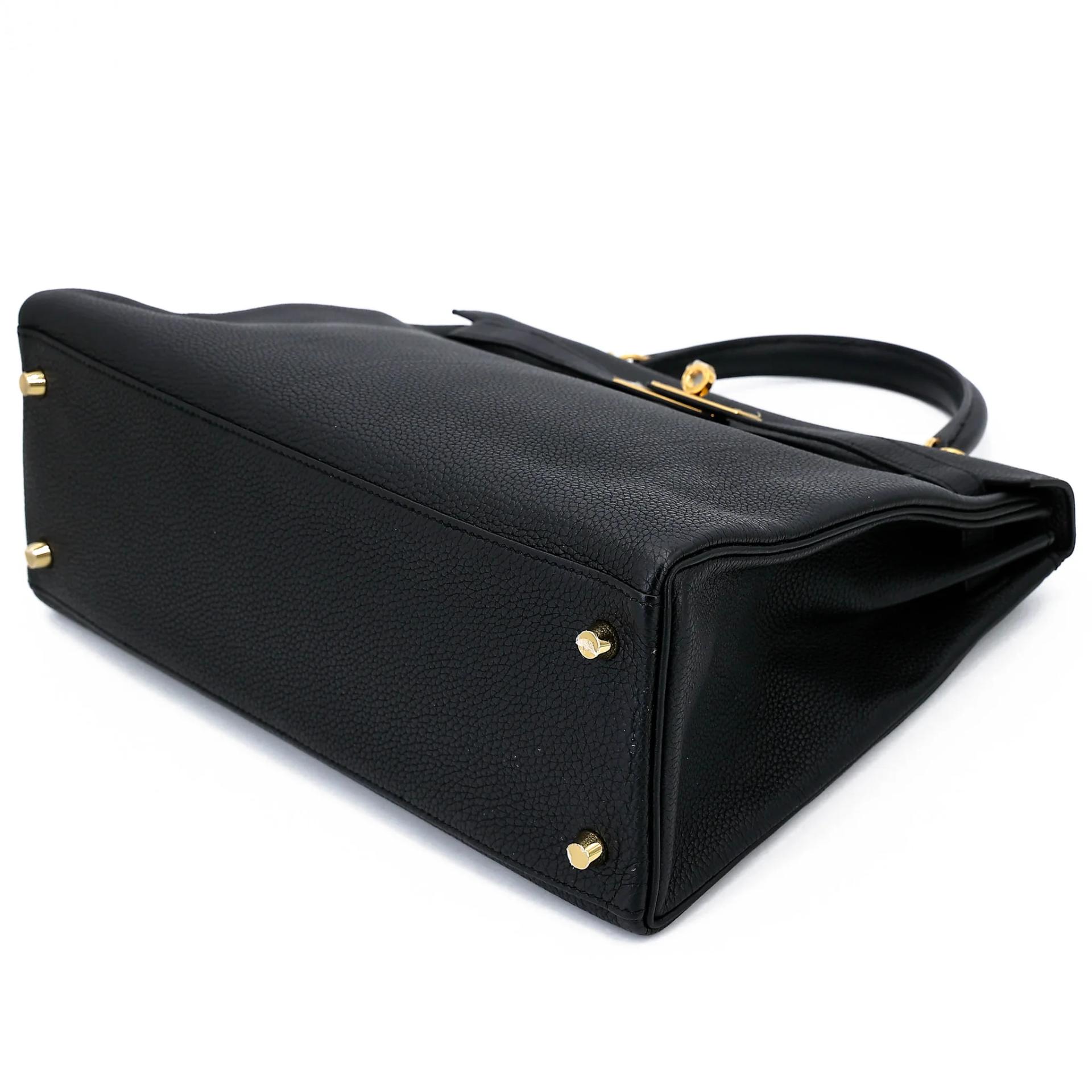 Unused ( Rank NS ) HERMÈS Kelly 32 Noir (89) Togo Gold hardware A (2017) - 7