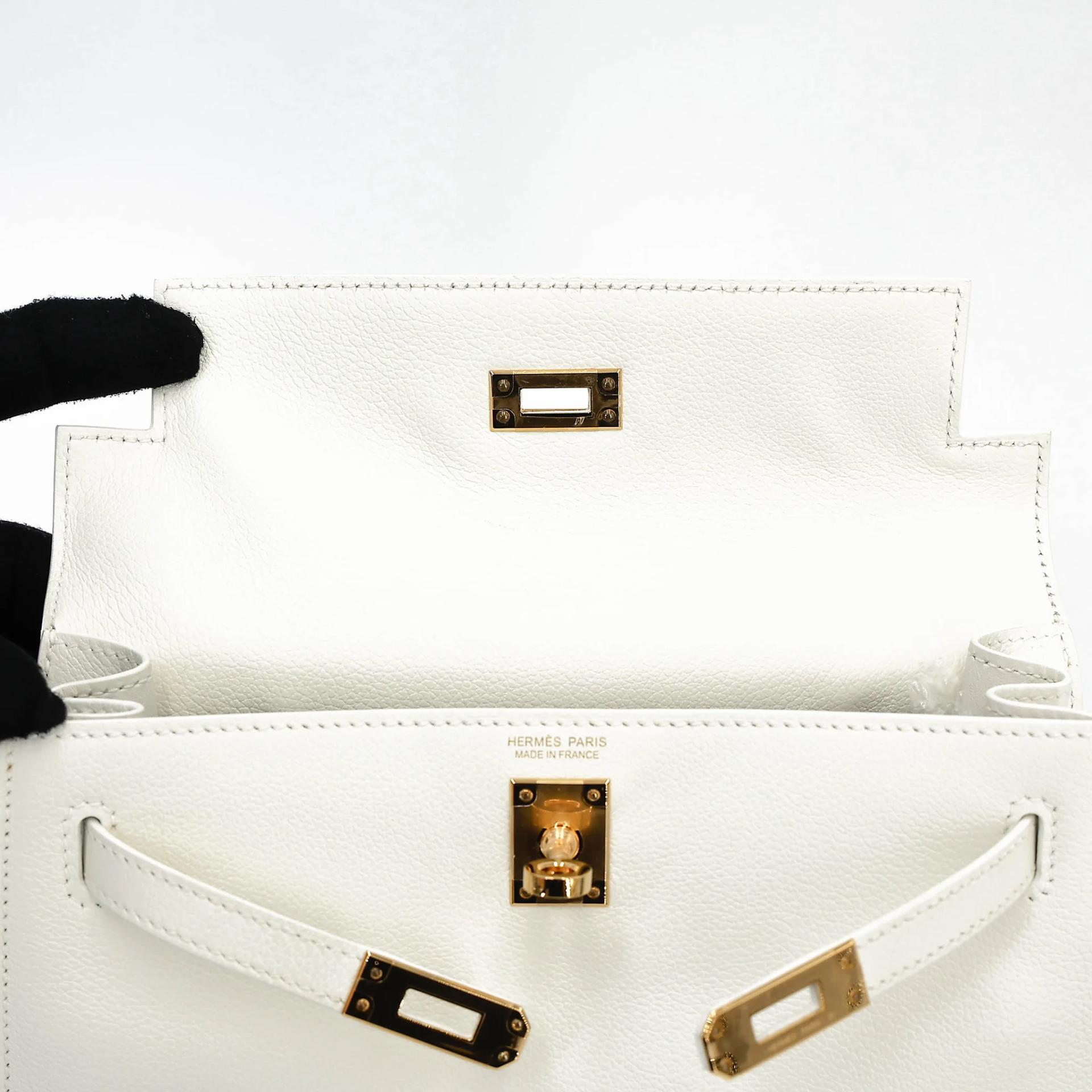 Excellent ( Rank SA ) HERMÈS Kelly Danse New White (0U) Evercolor Gold hardware B (2023) - 18