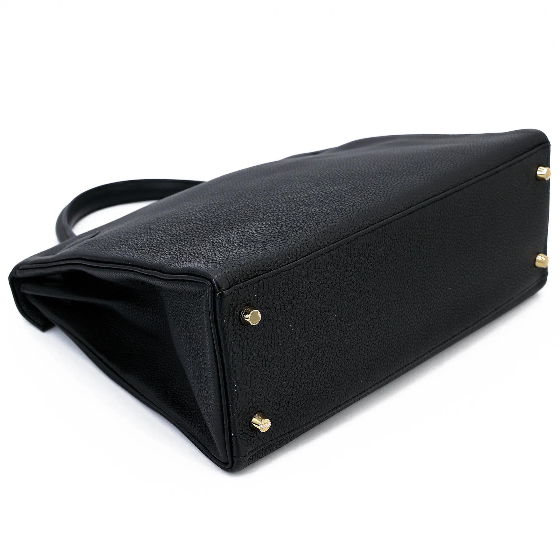 Unused ( Rank NS ) HERMÈS Kelly 32 Noir (89) Togo Gold hardware A (2017) - 10