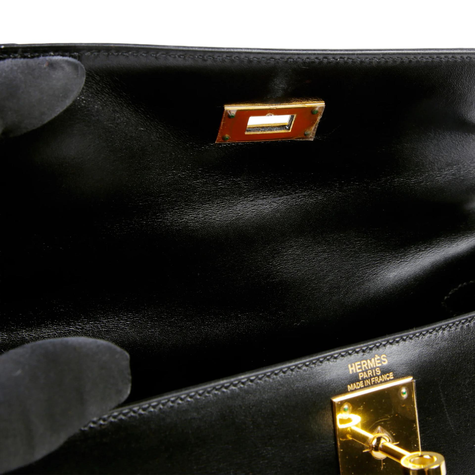 ランク A HERMÈS エルメス ケリー28 セリエ ブラック (89) ボックスカーフ ゴールド金具 □J刻印 (2006) - 10