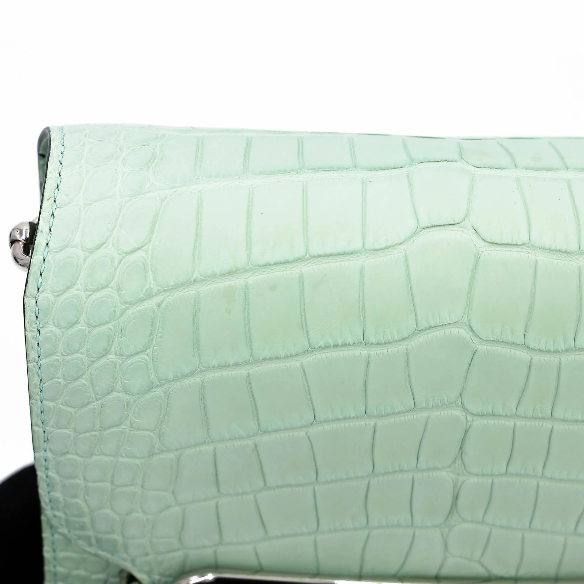 Unused ( Rank NS ) HERMÈS Roulis Mini Vert d’Eau (6U) Matte Alligator Palladium hardware U (2022) - 10