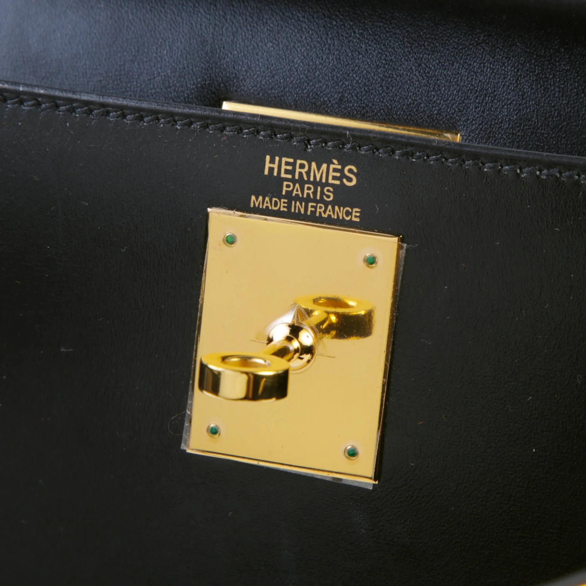 ランク A HERMÈS エルメス ケリー28 セリエ ブラック (89) ボックスカーフ ゴールド金具 □J刻印 (2006) - 9