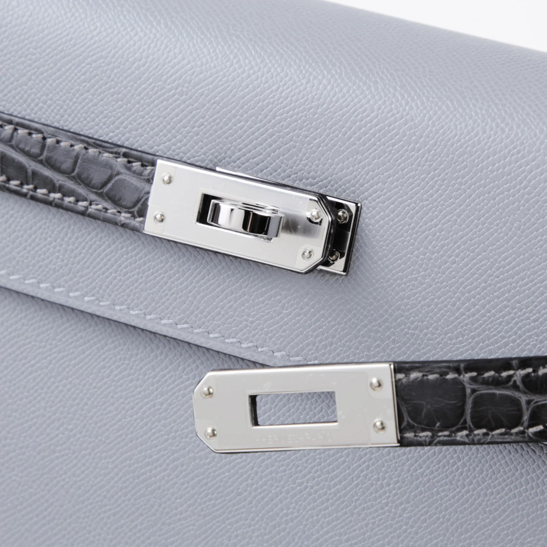ランク NS 未使用品 HERMÈS エルメス ケリー25 セリエ タッチ グリパンタン (P0) グラファイト (88) マダム クロコダイル アリゲーター シルバー金具 K刻印 (2025) - 8