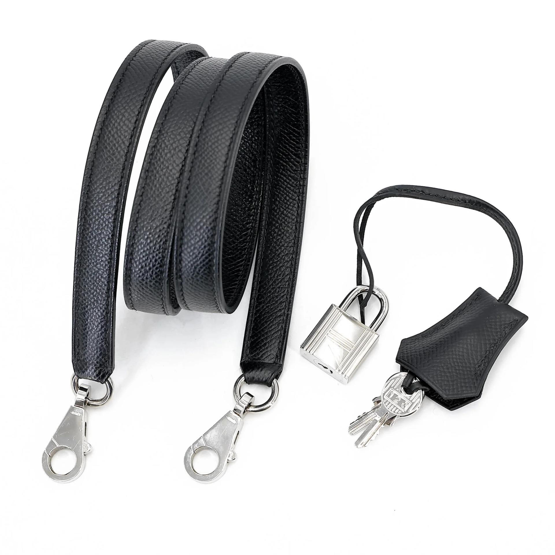 Good ( Rank AB) HERMÈS Kelly 25 Sellier Noir (89) Epsom Palladium hardware Z (2021) - 35
