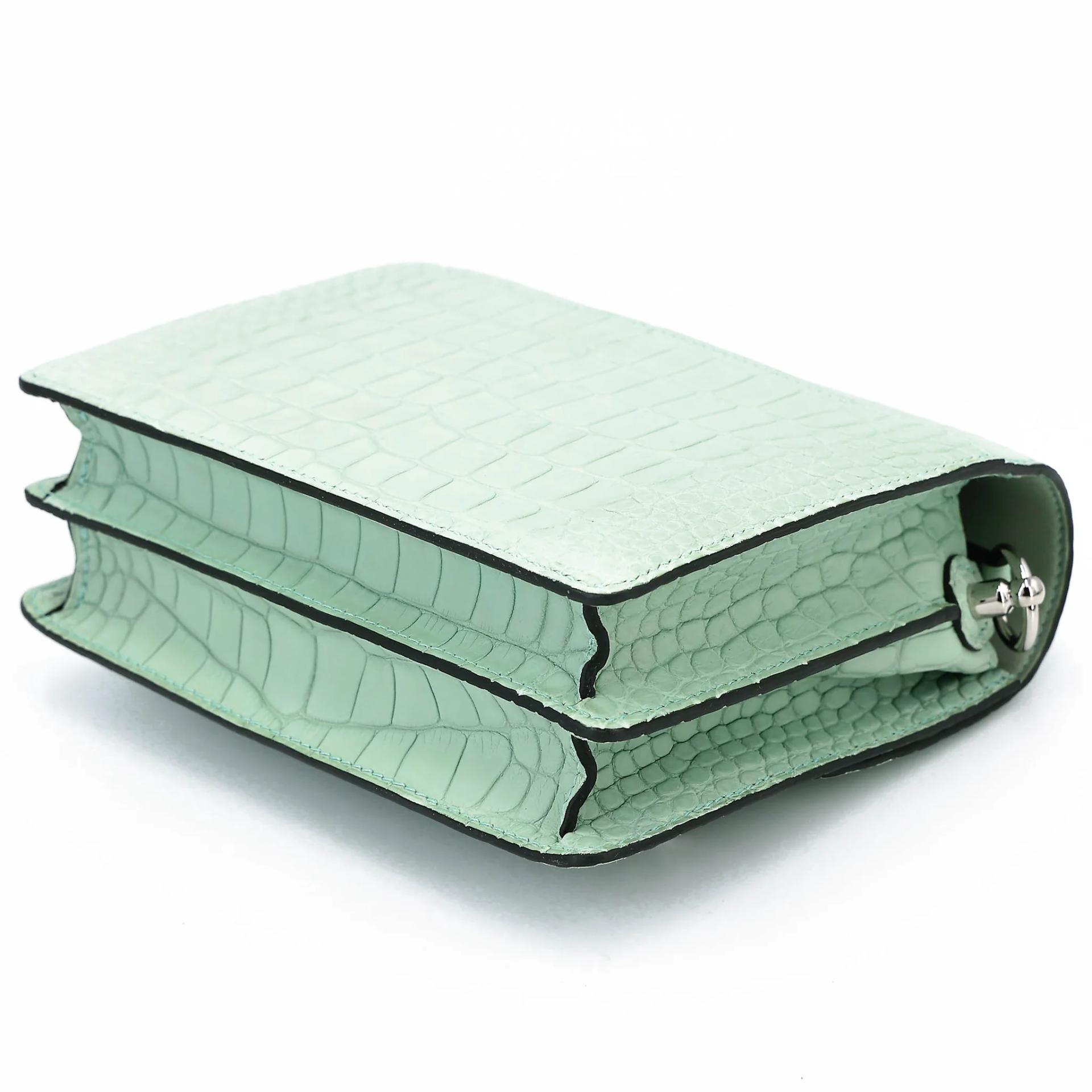 Unused ( Rank NS ) HERMÈS Roulis Mini Vert d’Eau (6U) Matte Alligator Palladium hardware U (2022) - 6