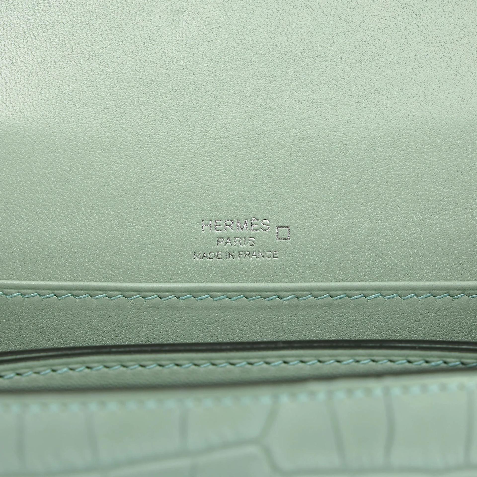Unused ( Rank NS ) HERMÈS Roulis Mini Vert d’Eau (6U) Matte Alligator Palladium hardware U (2022) - 15